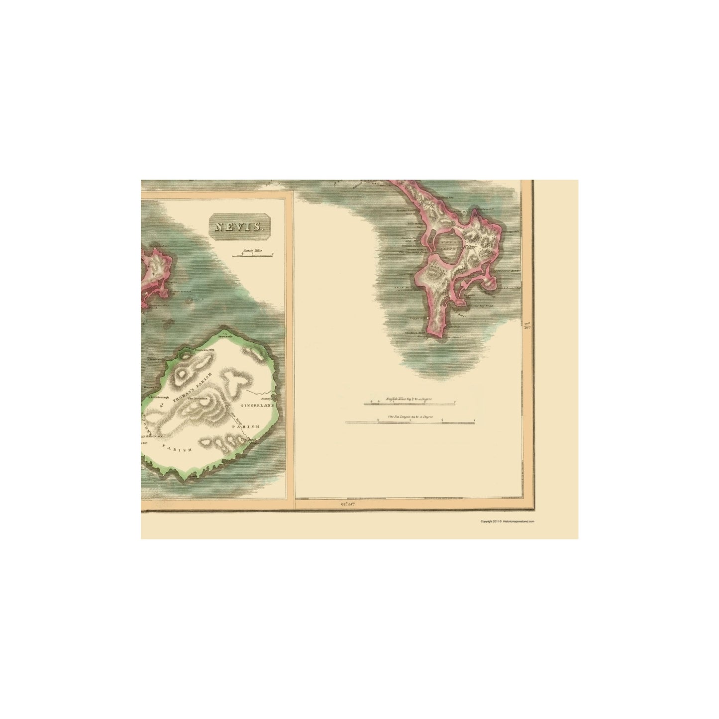 Historic Map - St Christophers St Lucia Nevis - Thomson 1815 - 23 x 28 - Vintage Wall Art