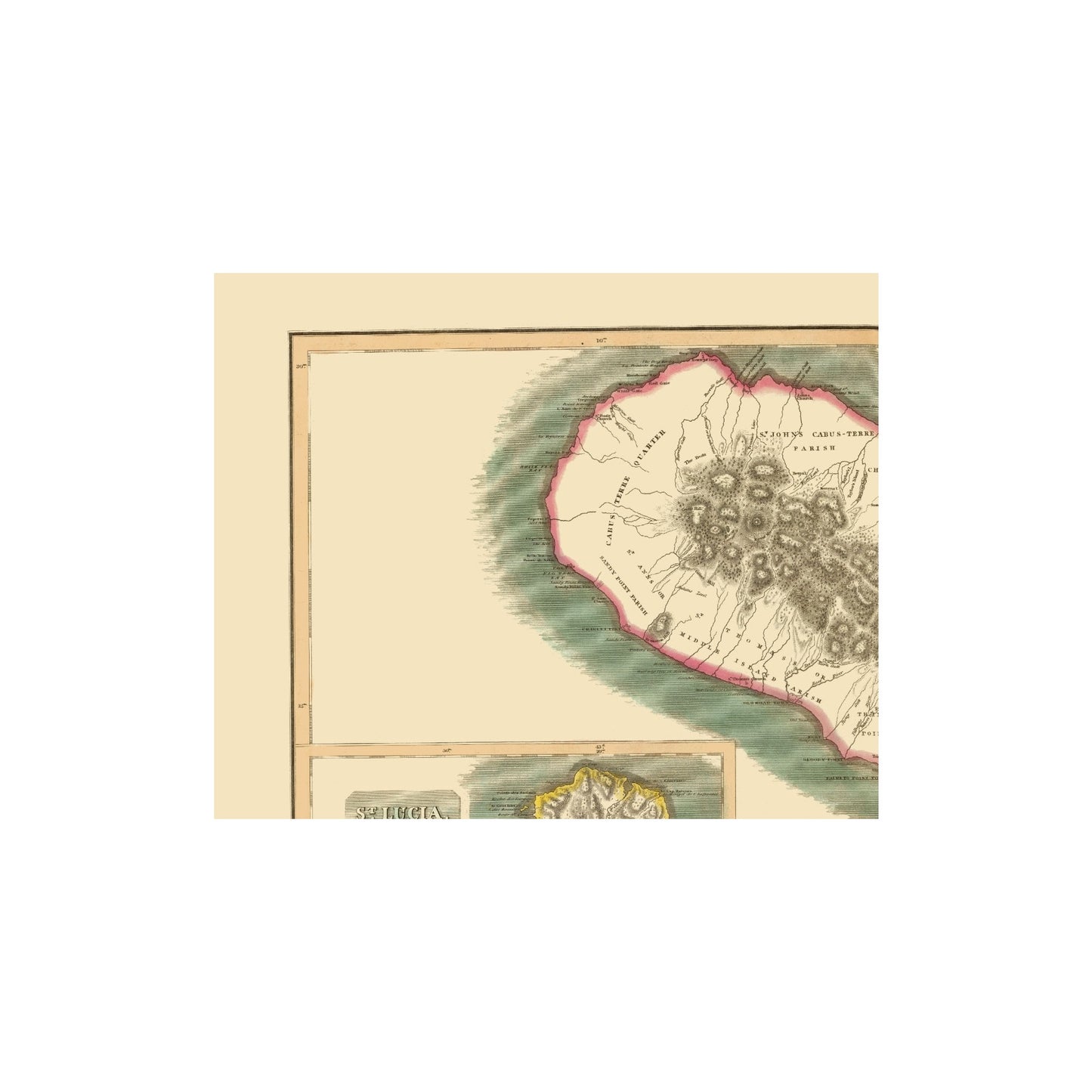 Historic Map - St Christophers St Lucia Nevis - Thomson 1815 - 23 x 28 - Vintage Wall Art