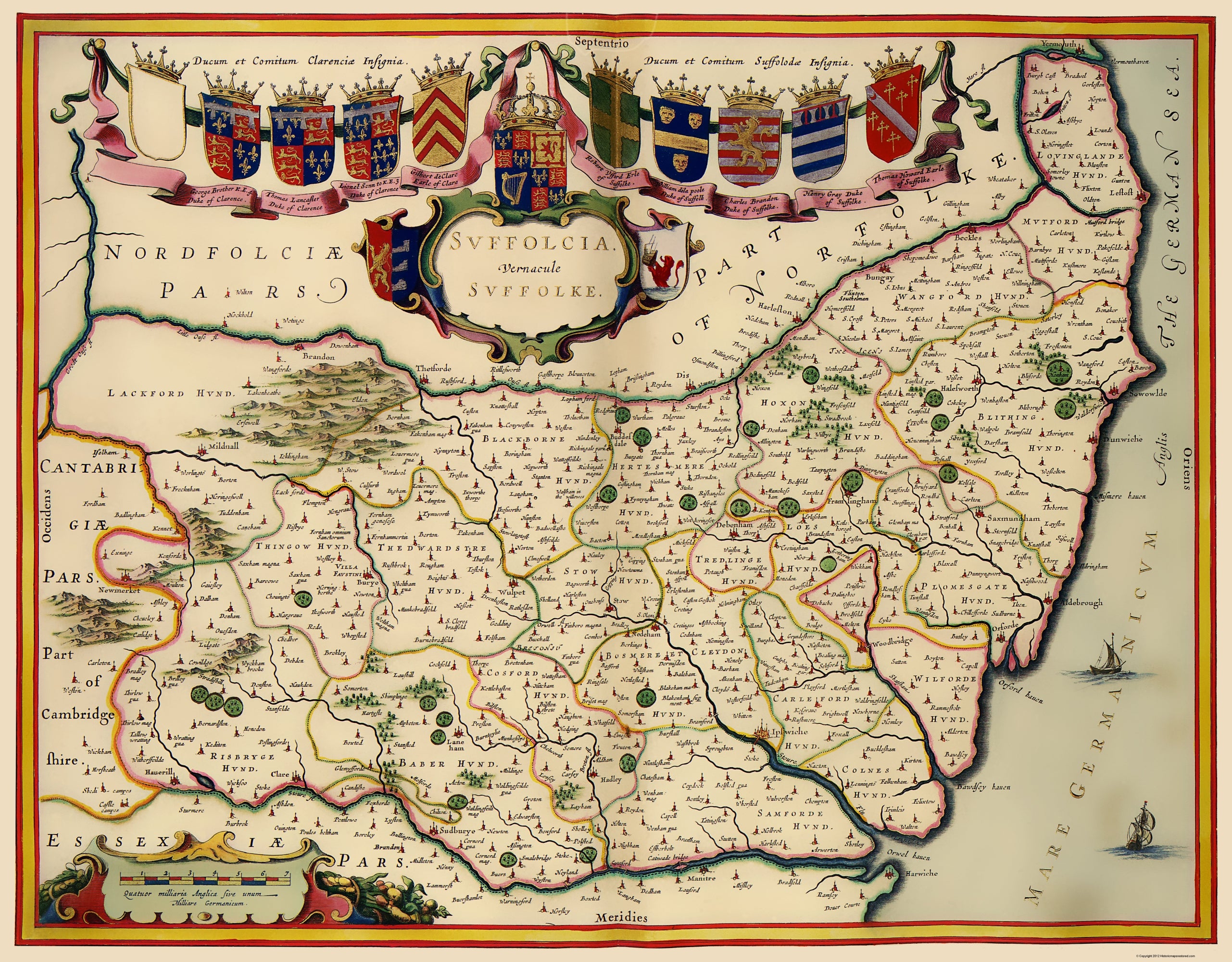 Historic Map Suffolk County England Blaeu 1646 Vintage Wall Art historic-map-suffolk-county-england-blaeu-1646-vintage-wall-art