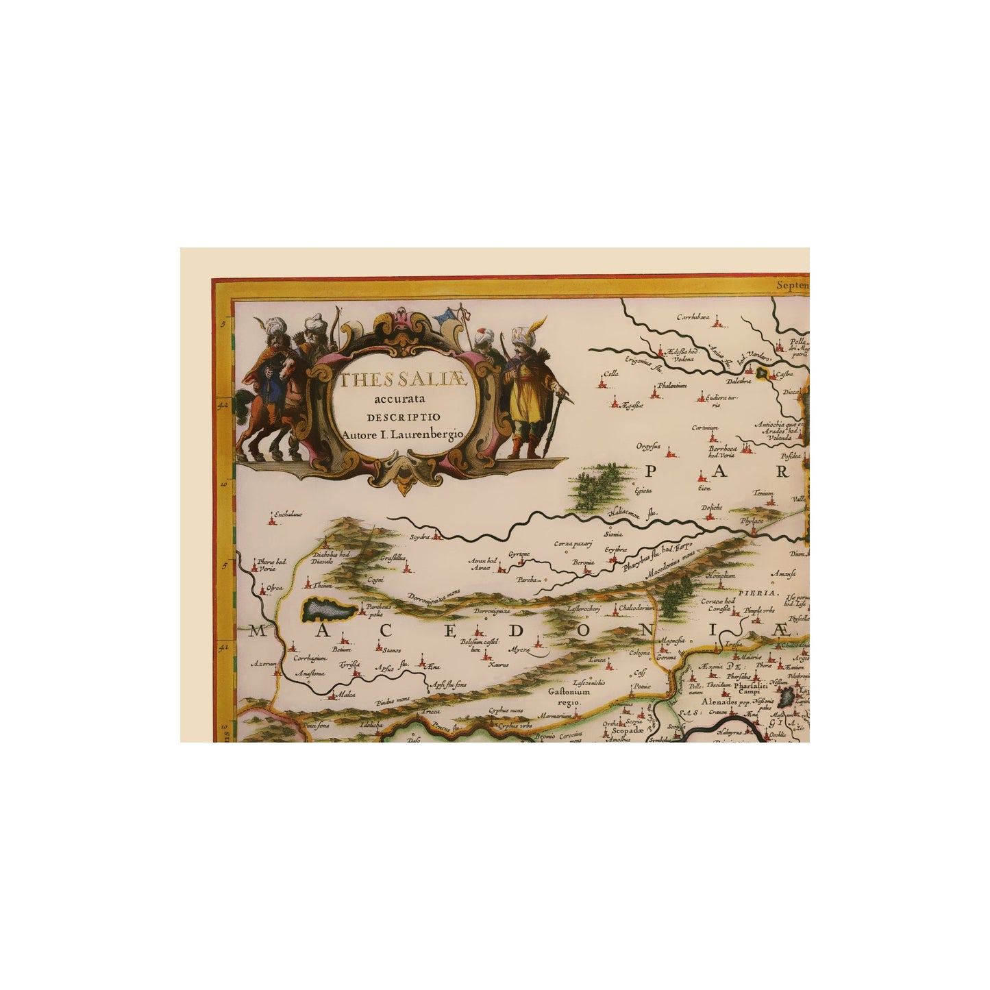 Historic Map - Greece Thessaloniki Region - Blaeu 1654 - 23 x 29.27 - Vintage Wall Art