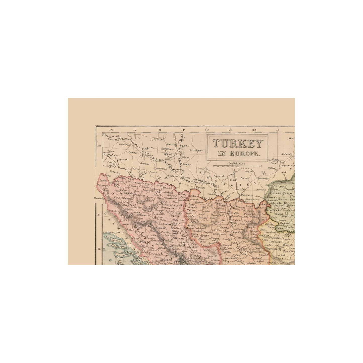 Historic Map - Europe Turkey - Black 1867 - 31.22 x 23 - Vintage Wall Art