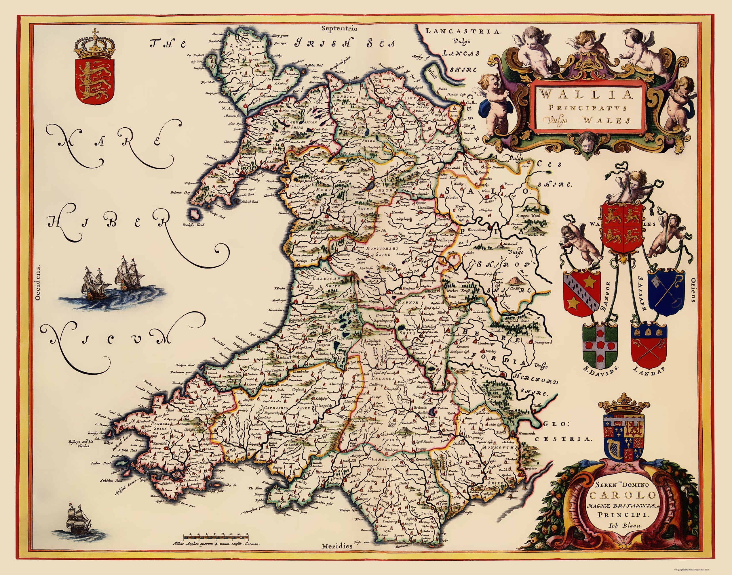 Historic Map Wales Blaeu 1645 23 X 29 25 Vintage Wall Art Historic Map Wales Blaeu 1645 23 X 29 25 Vintage Wall Art