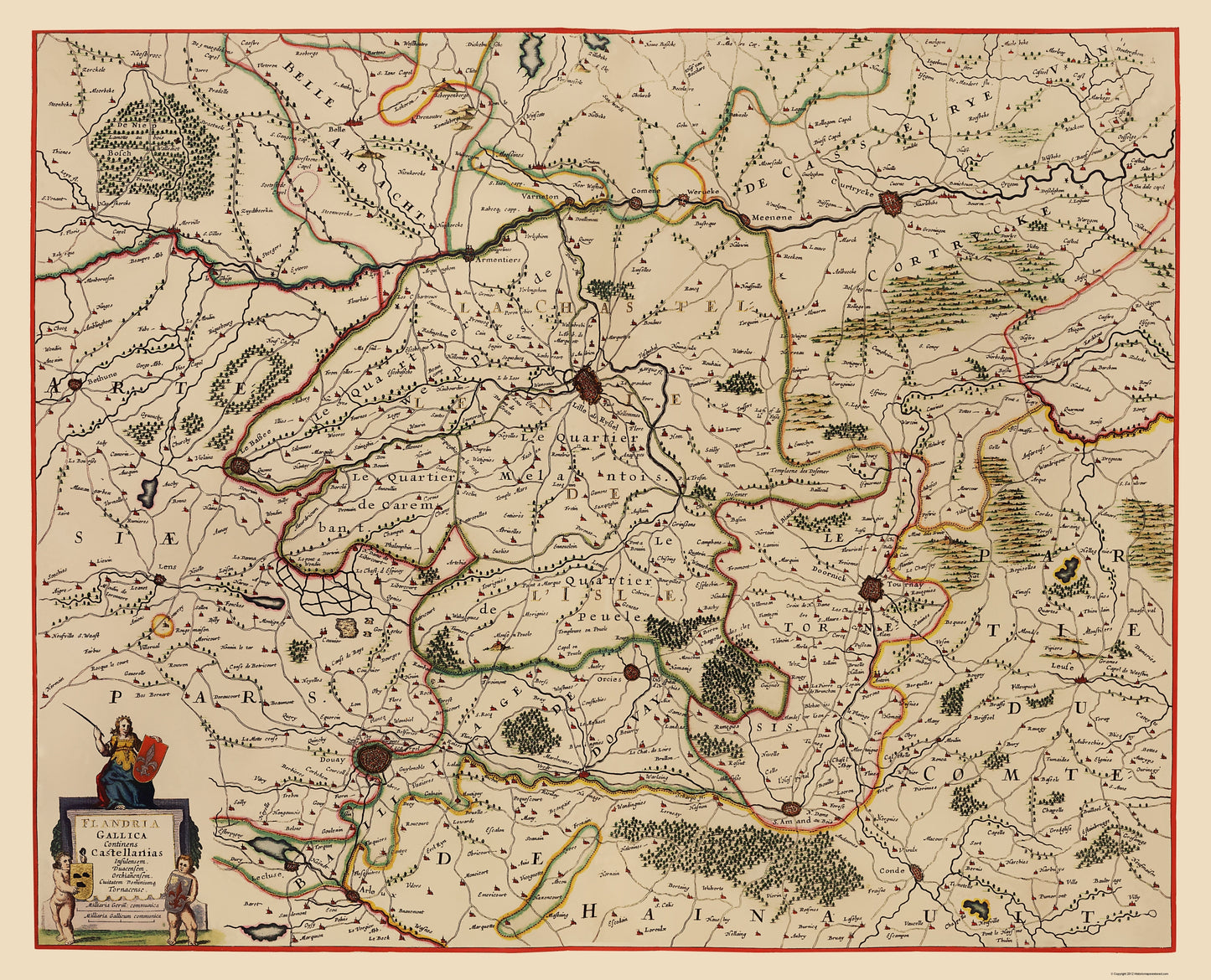 Historic Map - Wallonia Belgium - Jansson 1647 - 23 x 28.40 - Vintage Wall Art