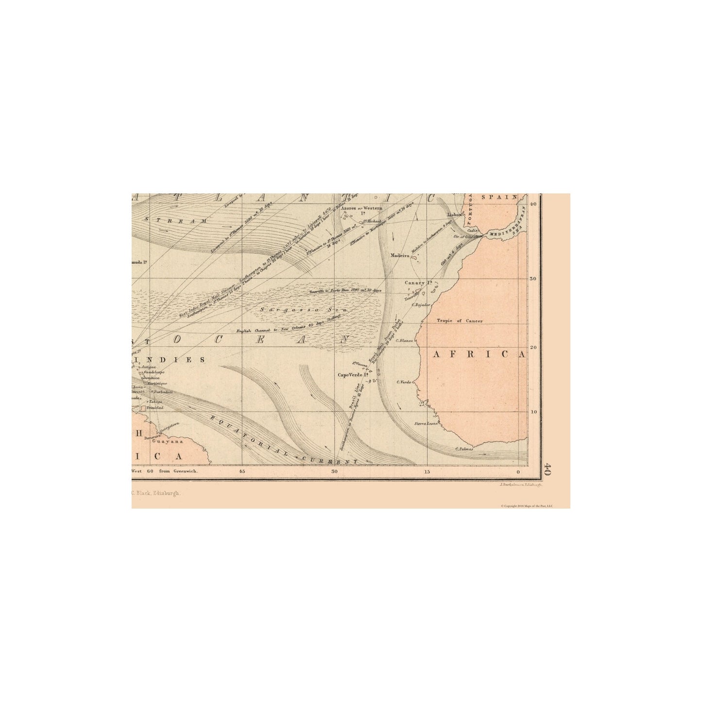 Historic Map - Telegraph Lines Europe America - Black 1867 - 31.99 x 23 - Vintage Wall Art