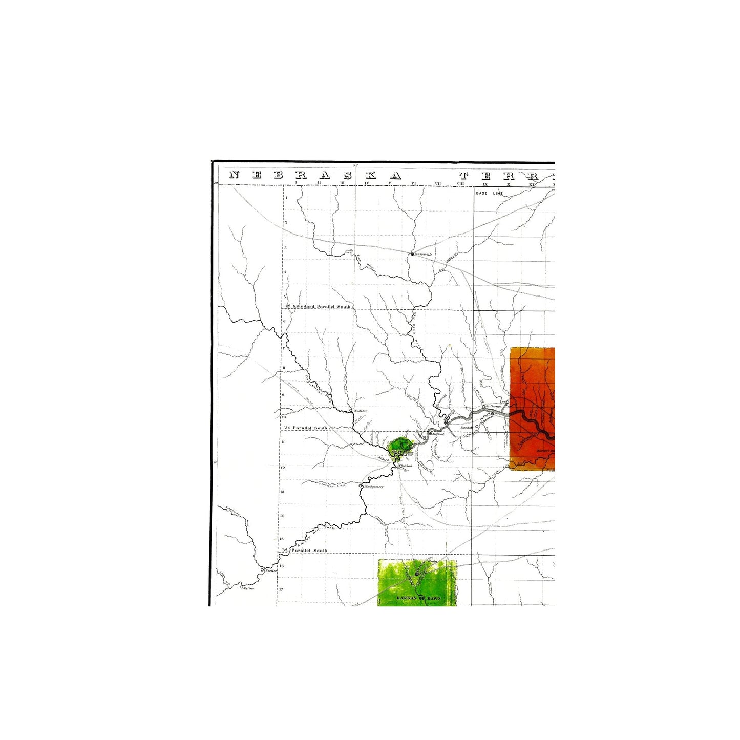 Historic State Map - Kansas Eastern - Jewett 1856 - 23 x 29.38 - Vintage Wall Art