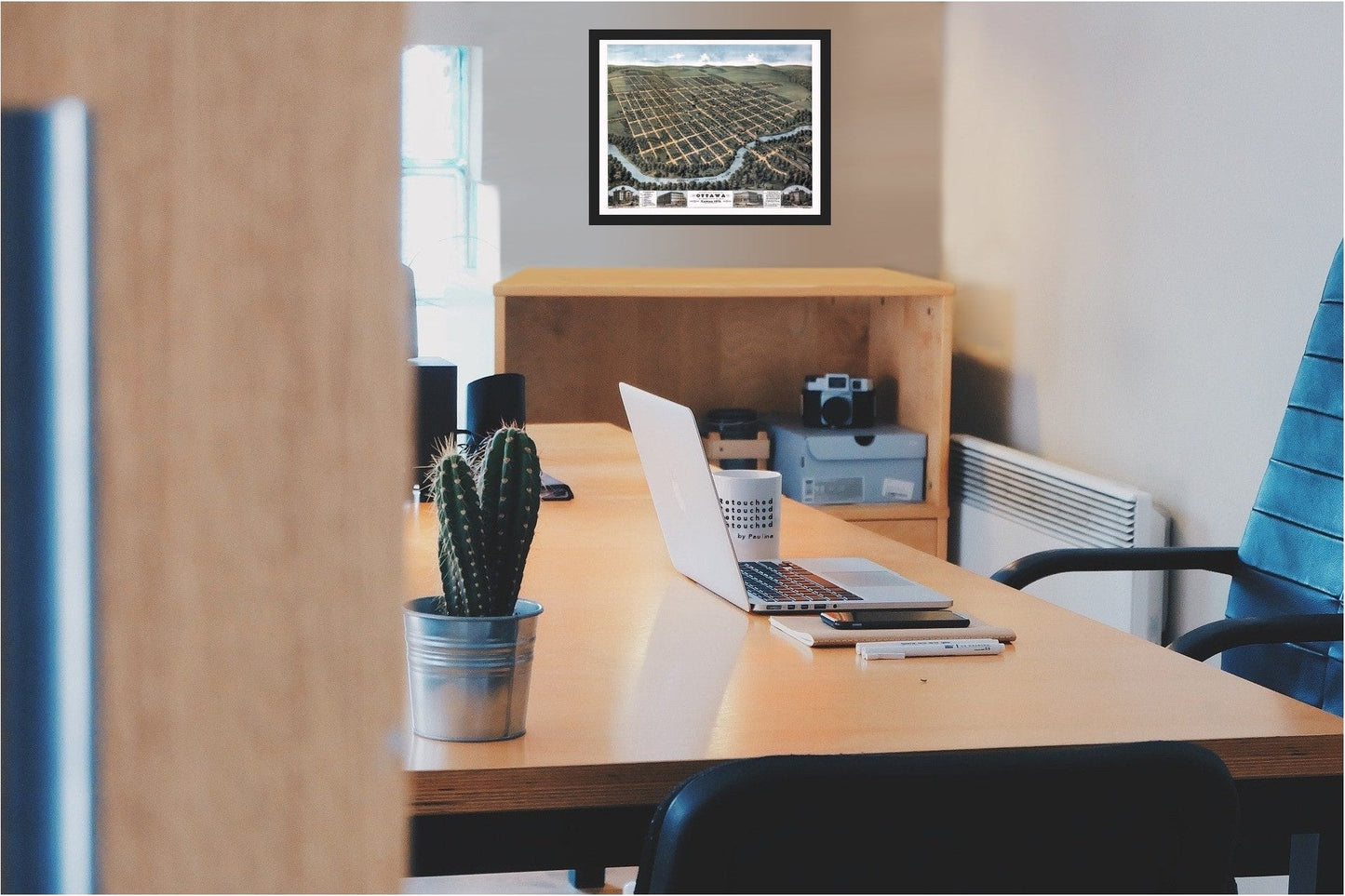 Historic Panoramic View - Ottawa Kansas - Glover 1872 - 29.07 x 23 - Vintage Wall Art