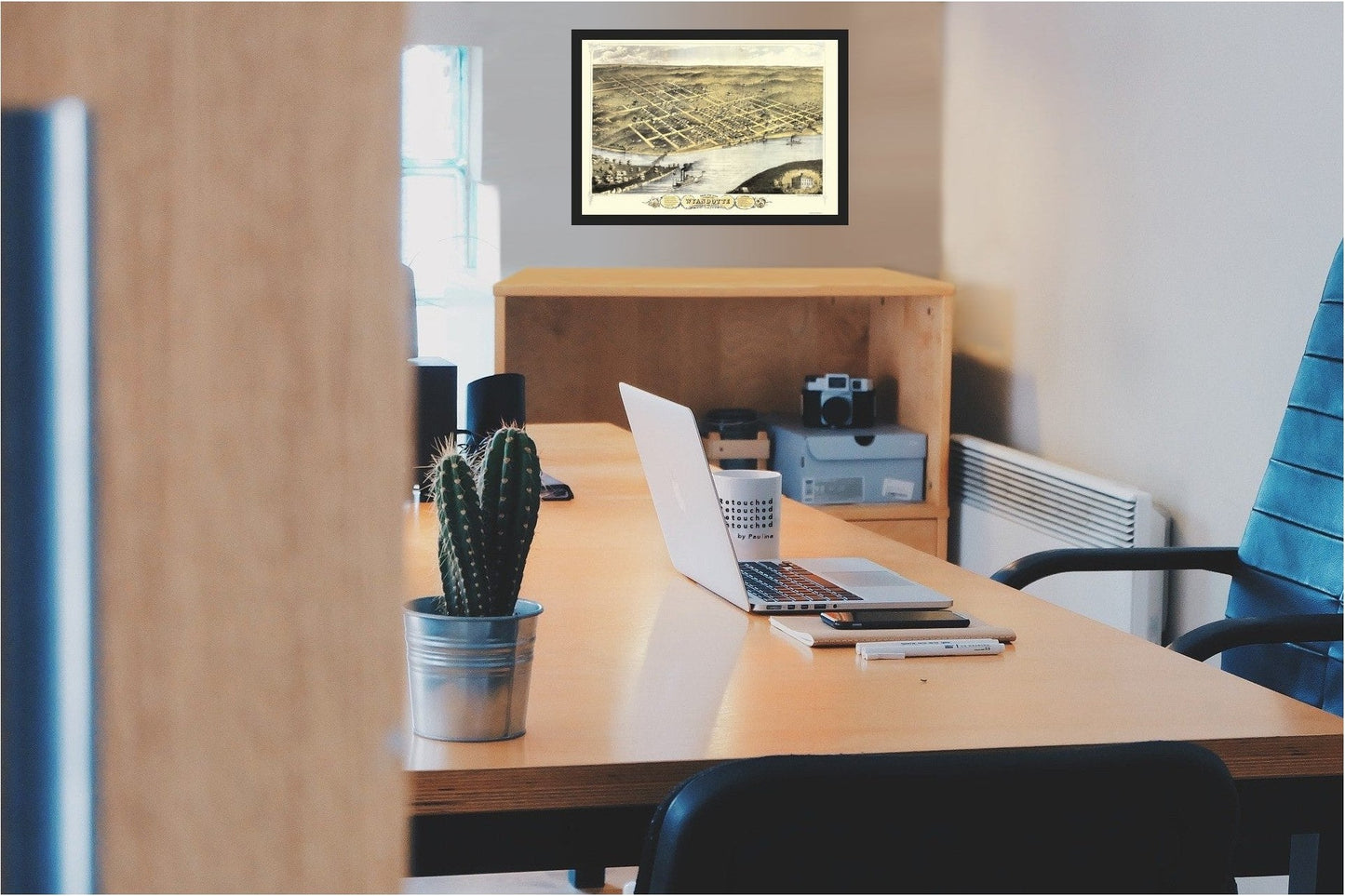 Historic Panoramic View - Wyandotte Kansas - Ruger 1869 - 33.75 x 23 - Vintage Wall Art