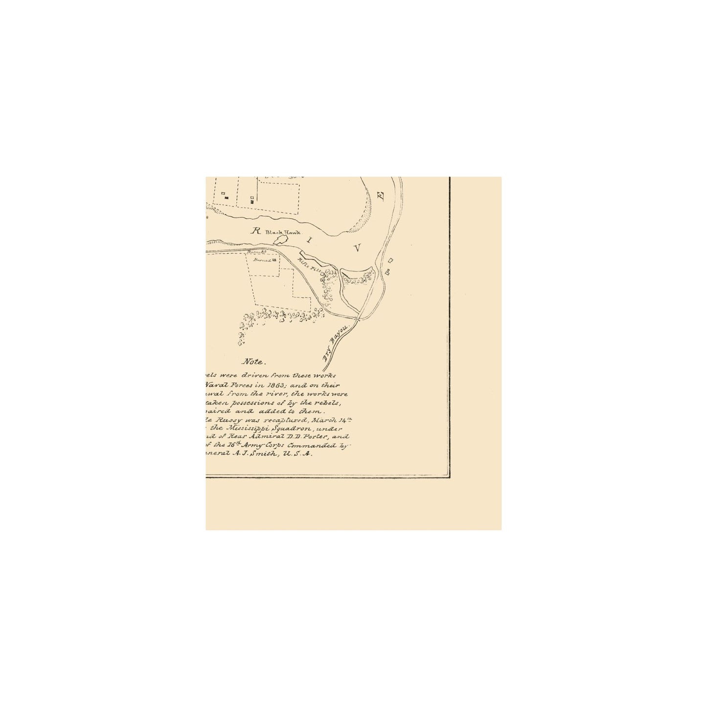 Historical Civil War Map - Fort De Russy Louisiana - Bache 1864 - Vintage Wall Art