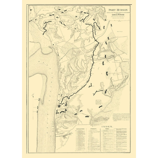 Historical Civil War Map - Port Hudson Louisiana - McGregor 1900 - 23 x 31.91 - Vintage Wall Art