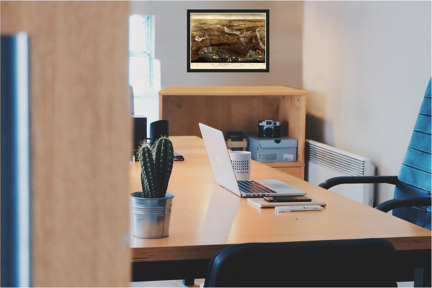 Historic Panoramic View - Boston Massachusetts - Currier 1873 - 31 x 23 - Vintage Wall Art