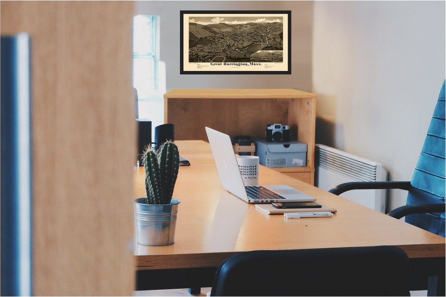 Historic Panoramic View - Great Barrington Massachusetts - Burleigh 1884 - 41.96 x 23 - Vintage Wall Art