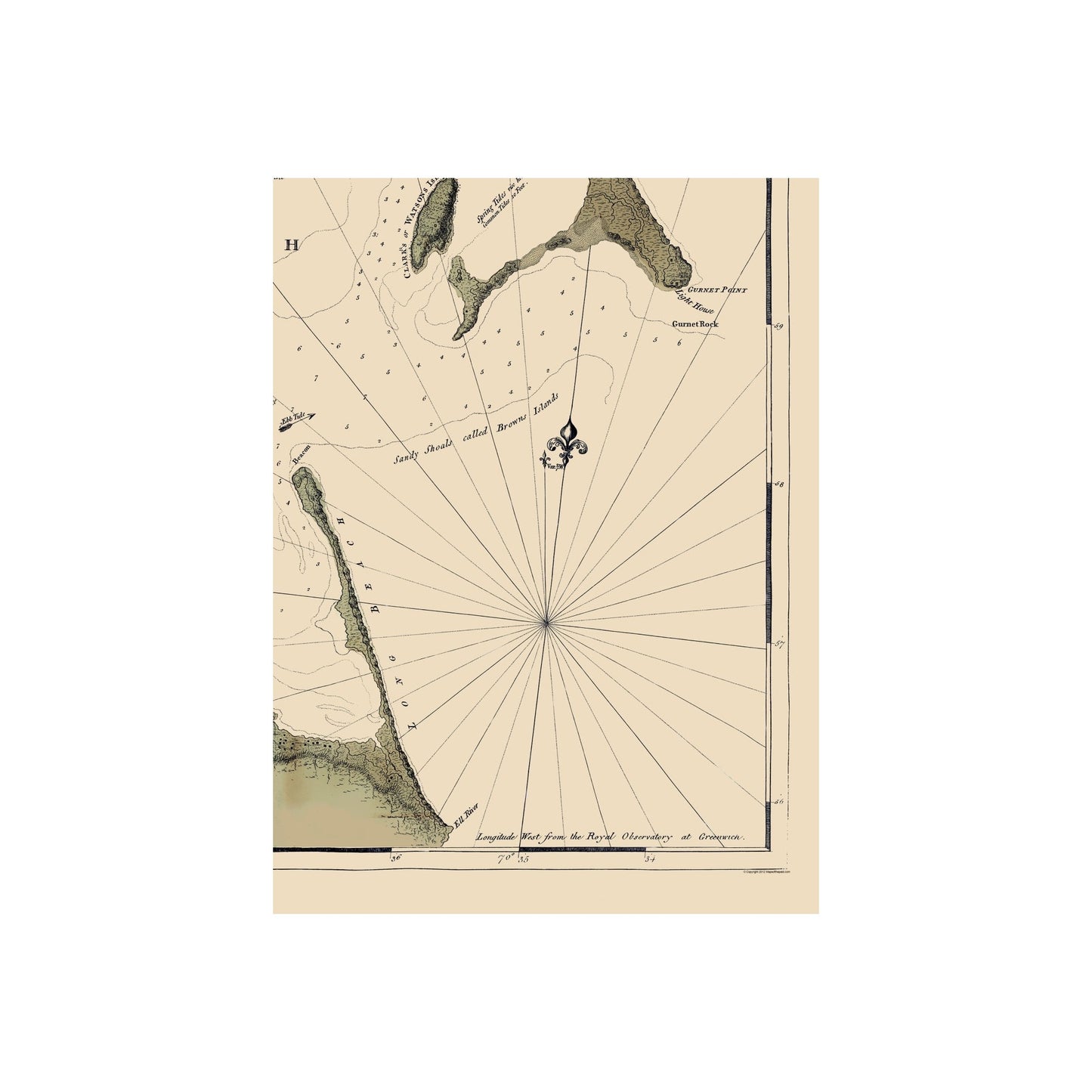 Historic Nautical Map - Plymouth Bay - 1770 - Vintage Wall Art