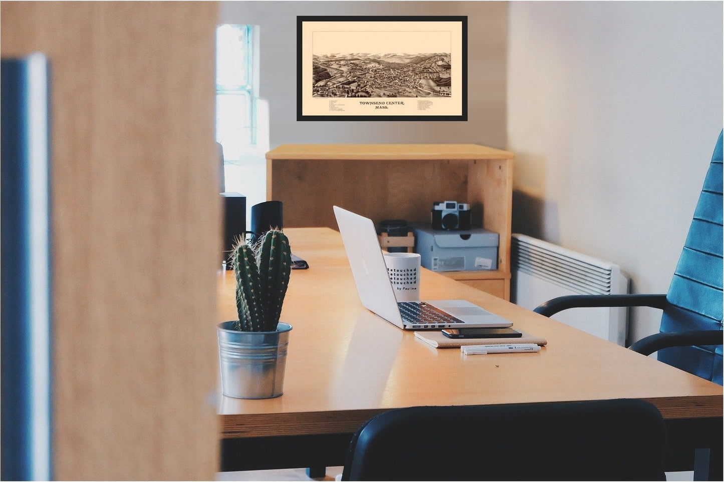 Historic Panoramic View - Townsend Massachusetts - Burleigh 1889 - 39.03 x 23 - Vintage Wall Art