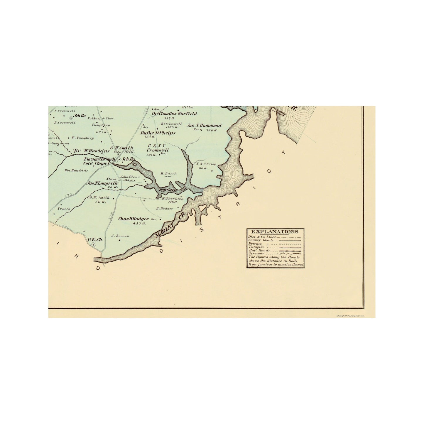 Historic County Map - Anne Arundel  5th District Maryland - Hopkins 1878 - 35.5 x 23 - Vintage Wall Art