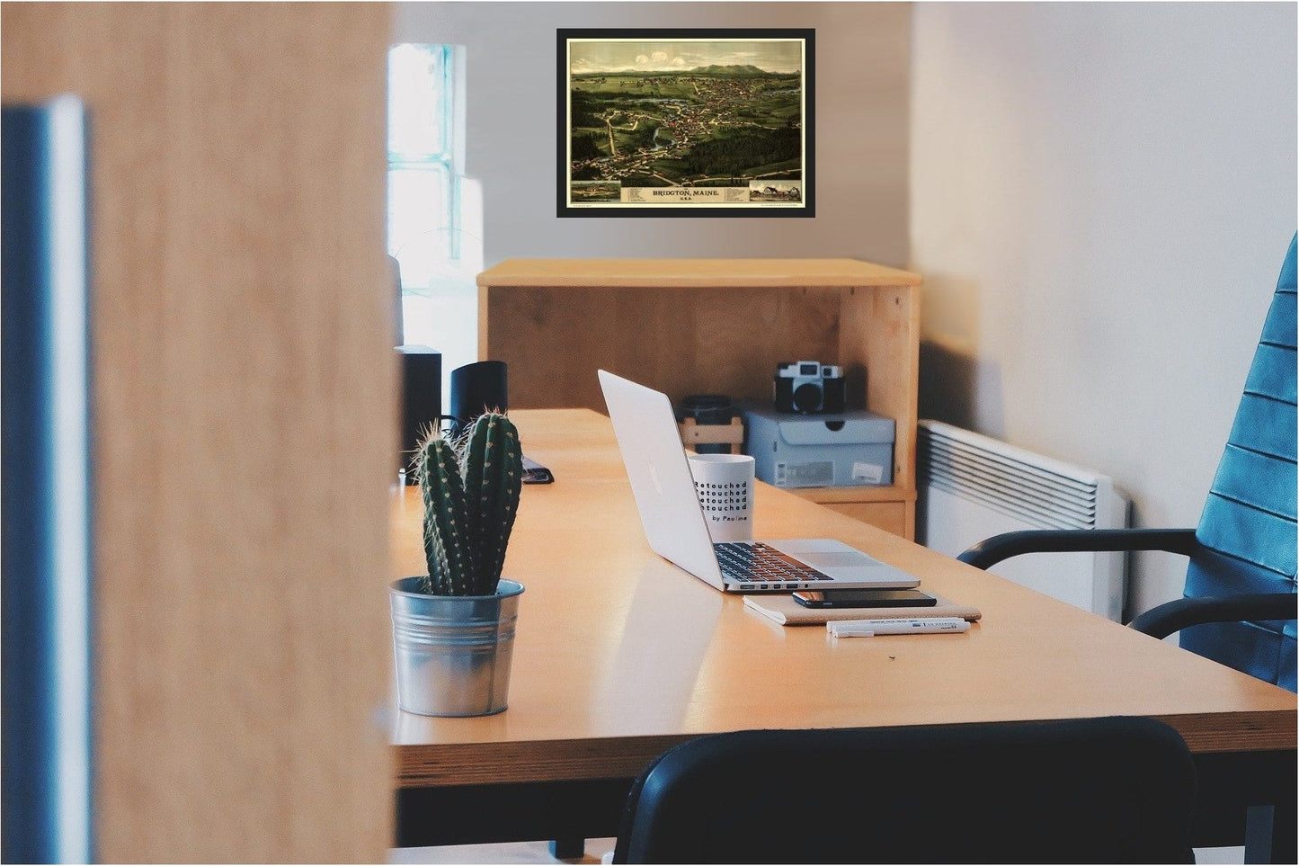 Historic Panoramic View - Bridgton Maine - Burleigh 1888 - 32.56 x 23 - Vintage Wall Art