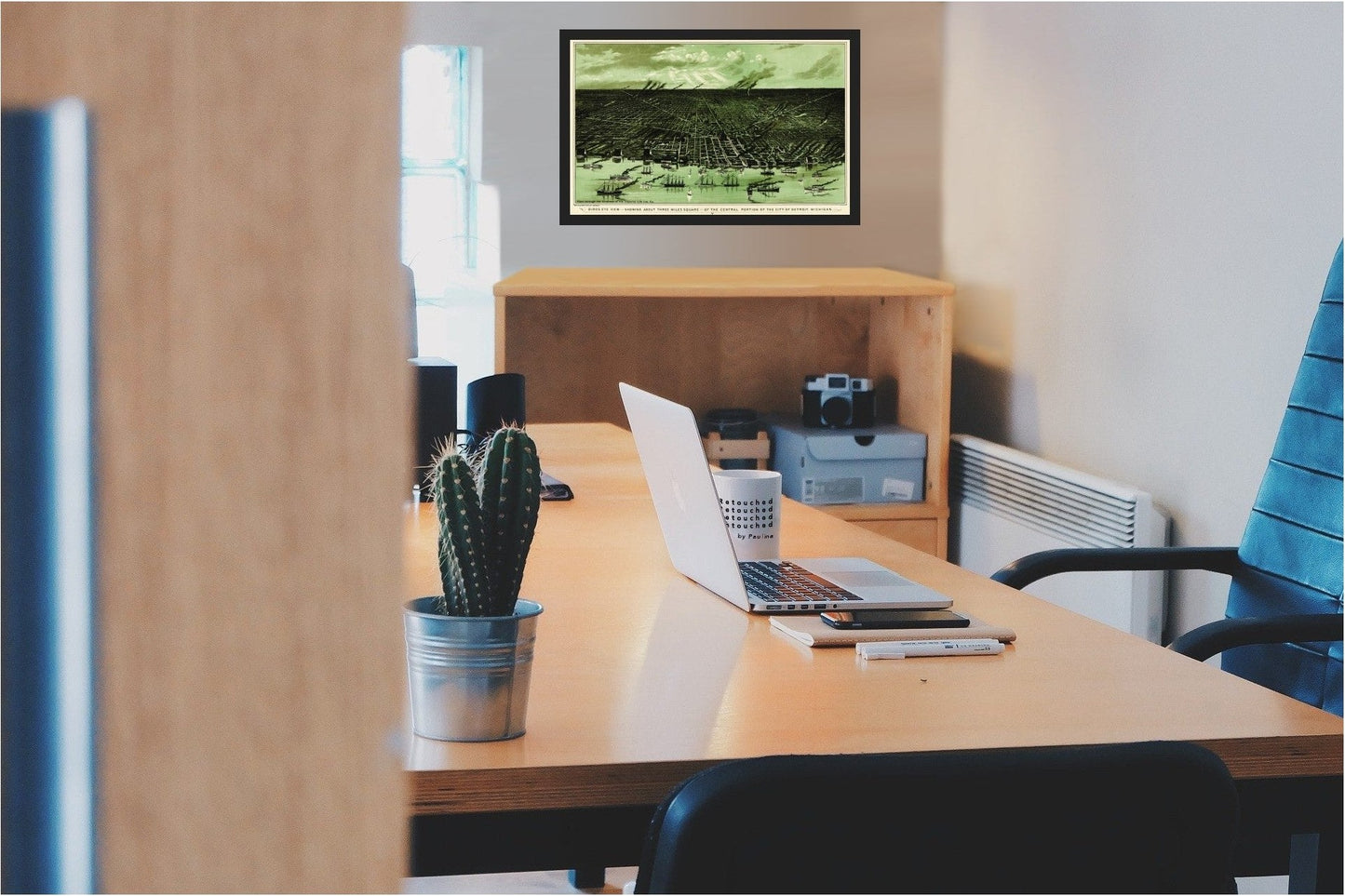 Historic Panoramic View - Detroit Central Michigan - Calvert 1898 - 23 x 36.86 - Vintage Wall Art