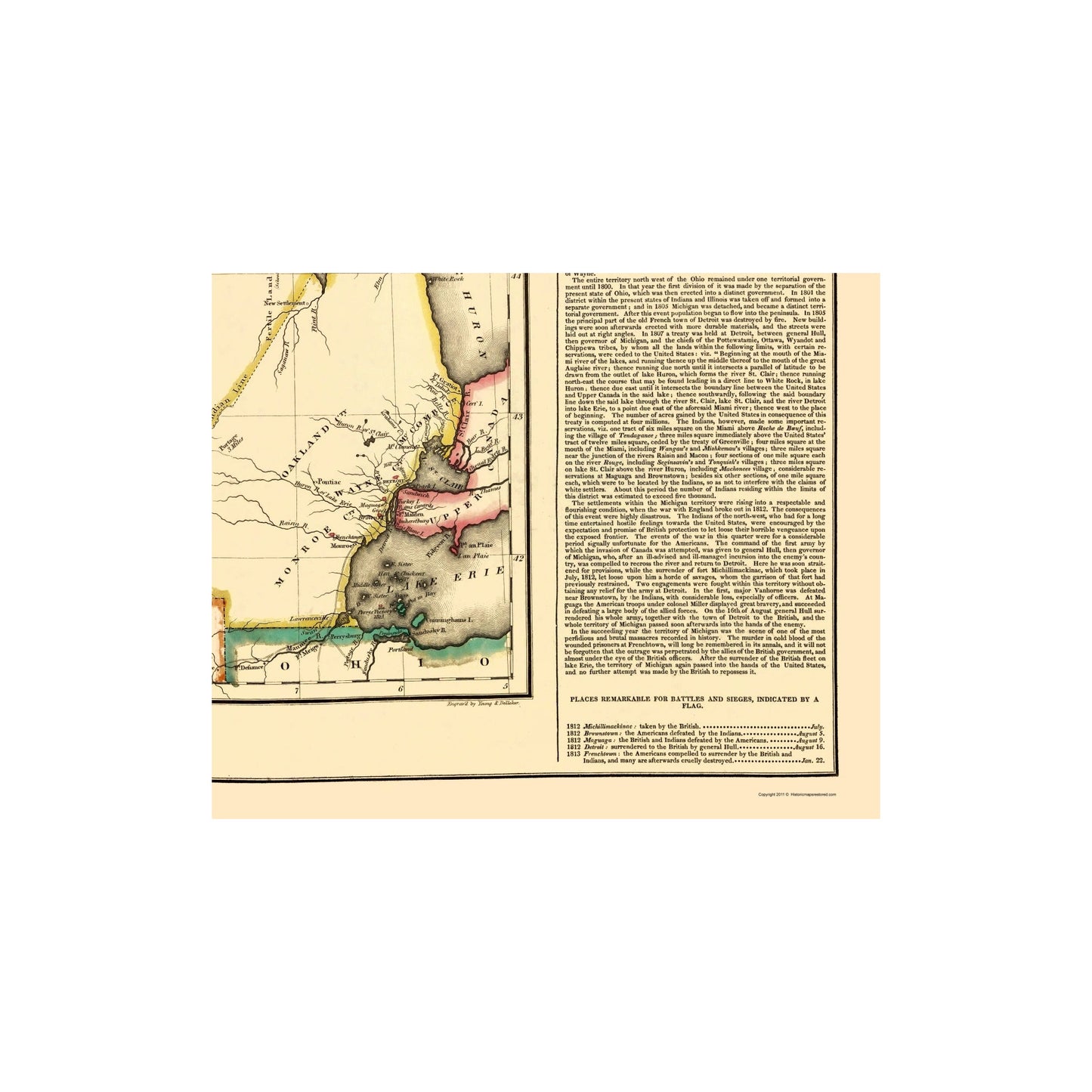 Historic State Map - Michigan Territory Geographical - Carey 1822 - Vintage Wall Art