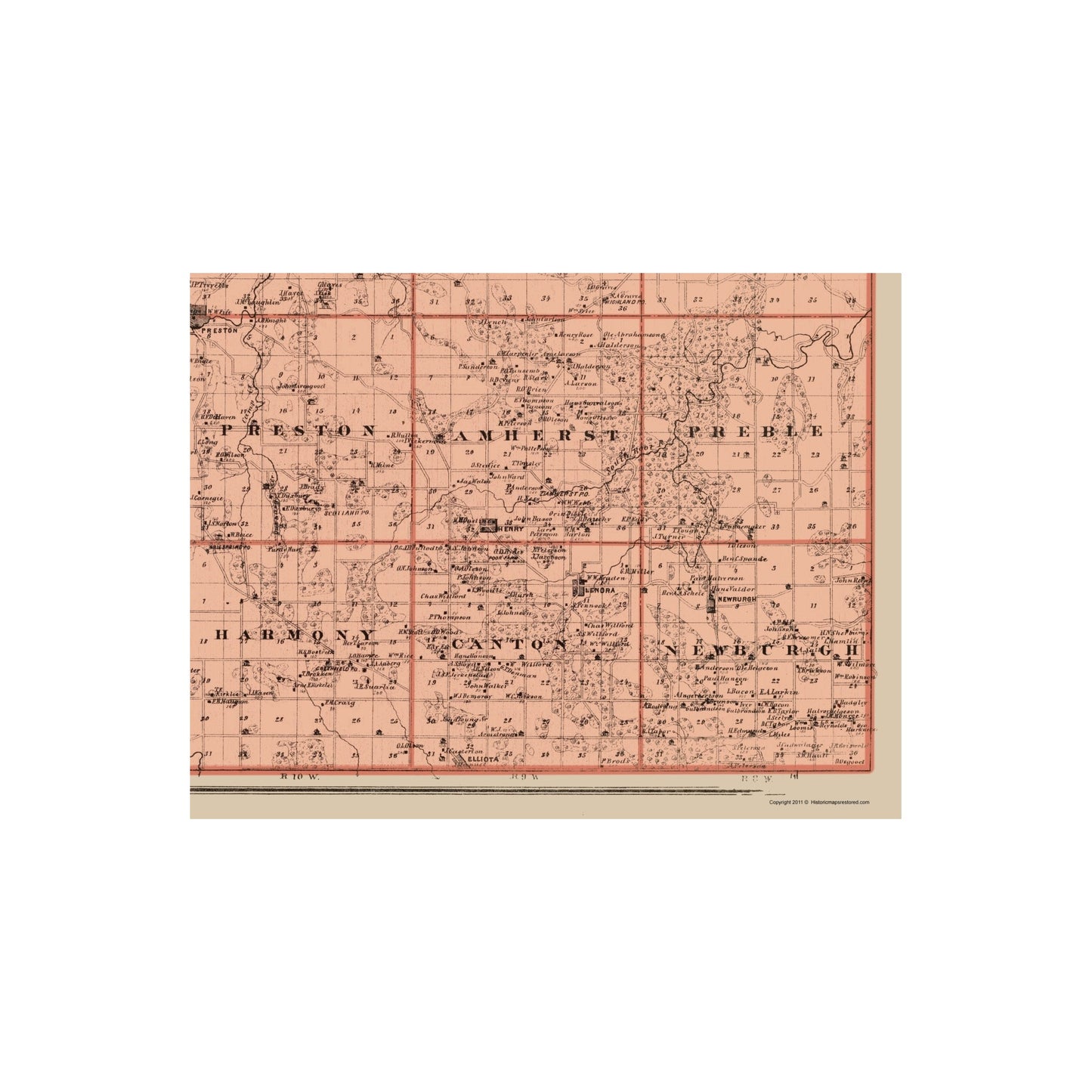 Historic County Map - Filmore County Minnesota - Andreas 1874 - Vintage Wall Art