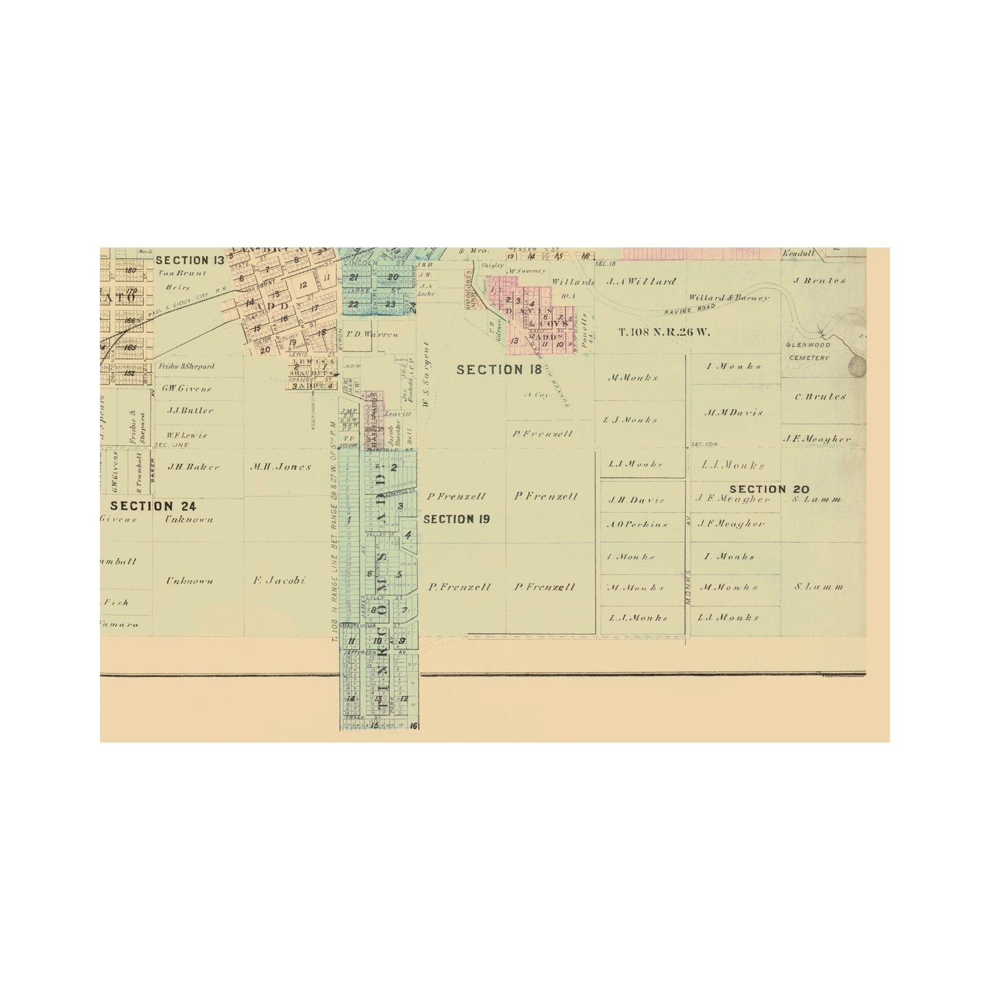 Historic City Map - Mankato Minnesota - Andreas 1874 - 23 x 36.70 - Vintage Wall Art
