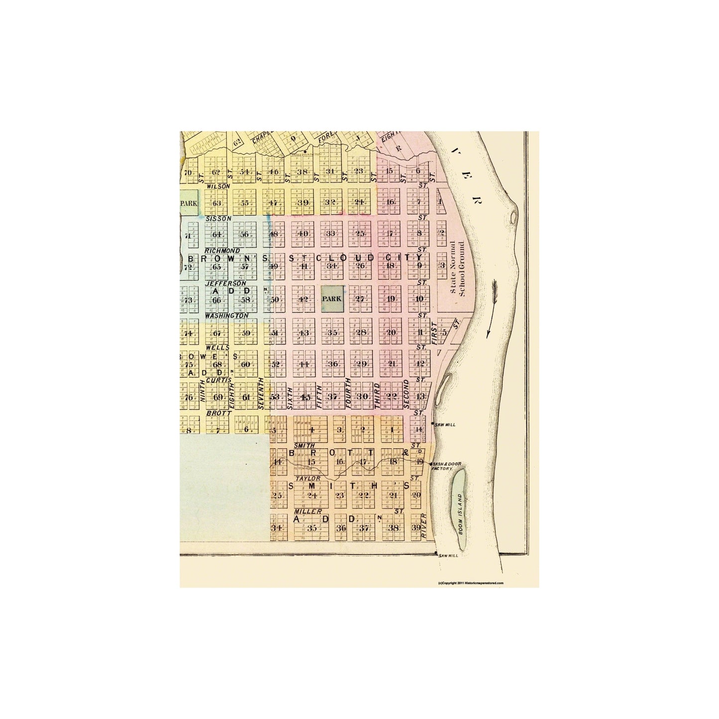 Historic City Map - Saint Cloud Minnesota - Andreas 1874 - 23 x 29.19 - Vintage Wall Art