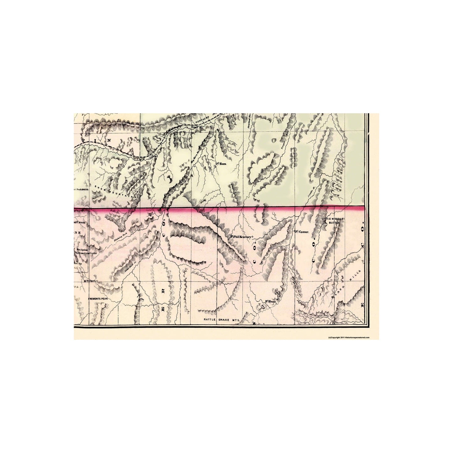 Historic State Map - Montana Territory - Cram 1875 - Vintage Wall Art