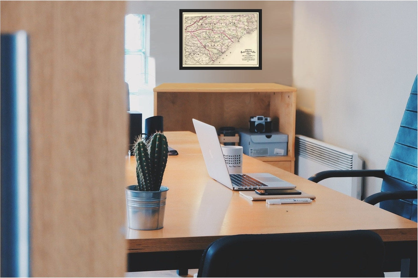 Historic State Map - North Carolina South Carolina - Cram 1875 - 23 x 32.29 - Vintage Wall Art