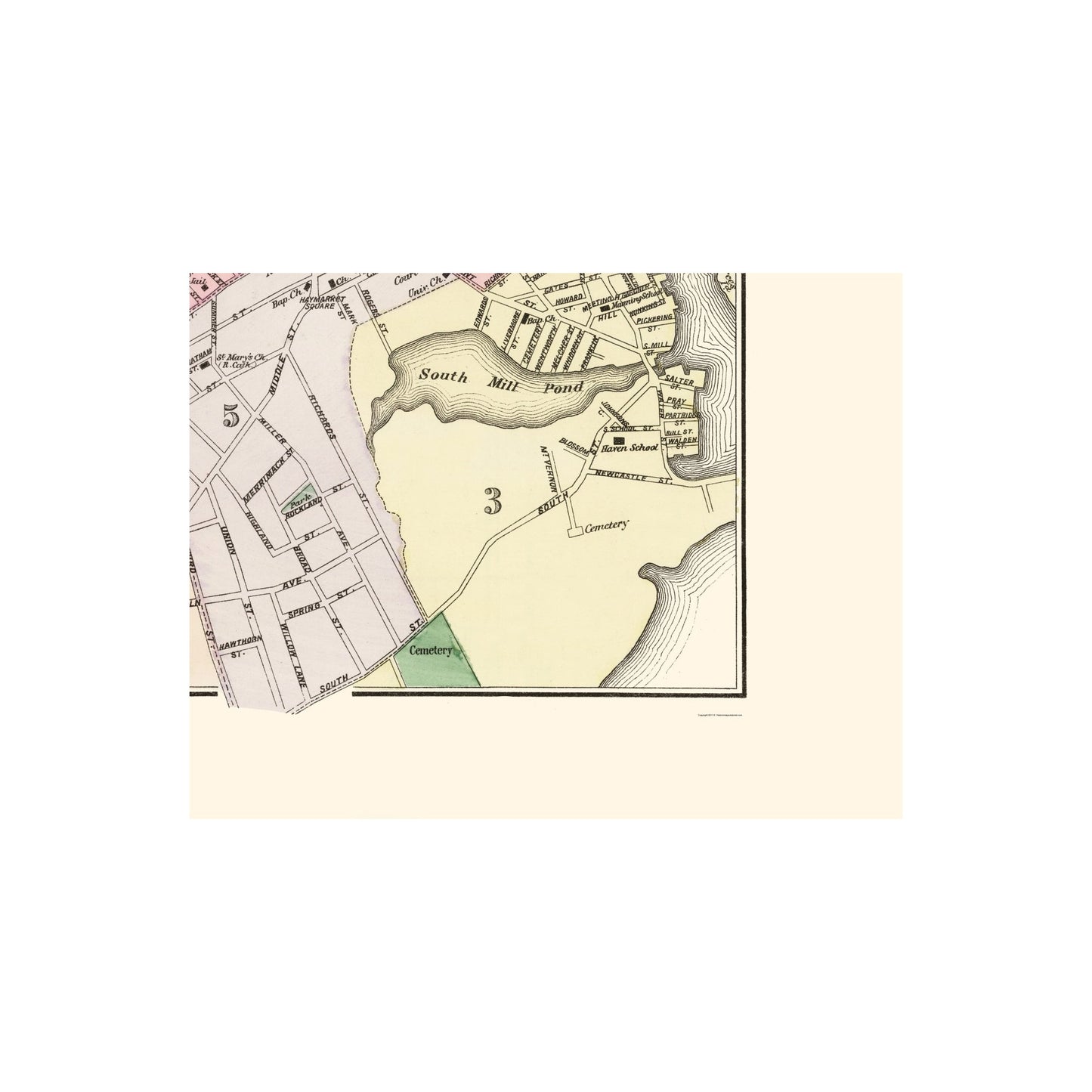 Historic City Map - Portsmouth New Hampshire - Comstock 1877 - 23 x 30.03 - Vintage Wall Art