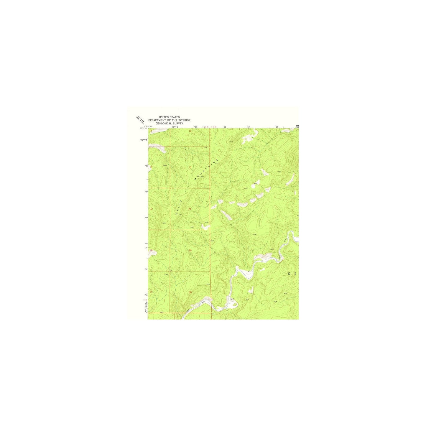 Topographical Map - O Block Canyon New Mexico Quad - USGS 1963 - 23 x 28.48 - Vintage Wall Art