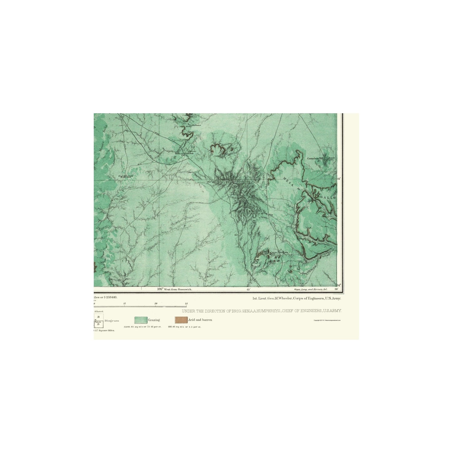 Topographical Map - Central New Mexico Land Classification Sheet - US Army 1877