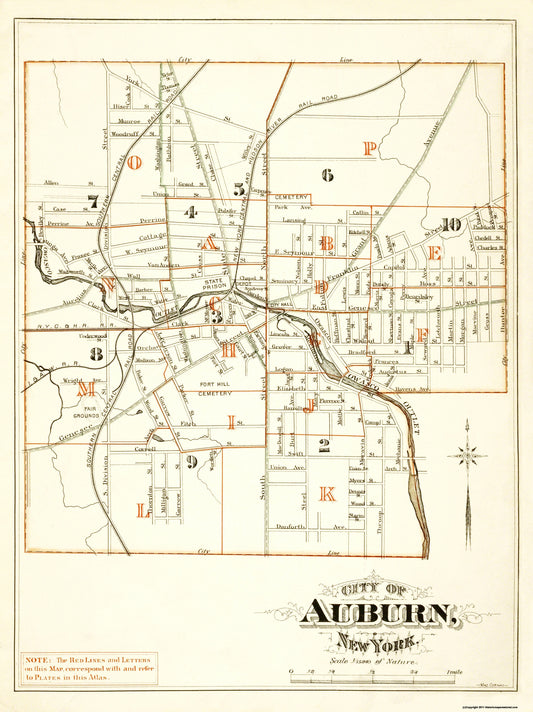 Historic City Map - Auburn New York - Mac Cormac 1875 - 23 x 30.75 - Vintage Wall Art