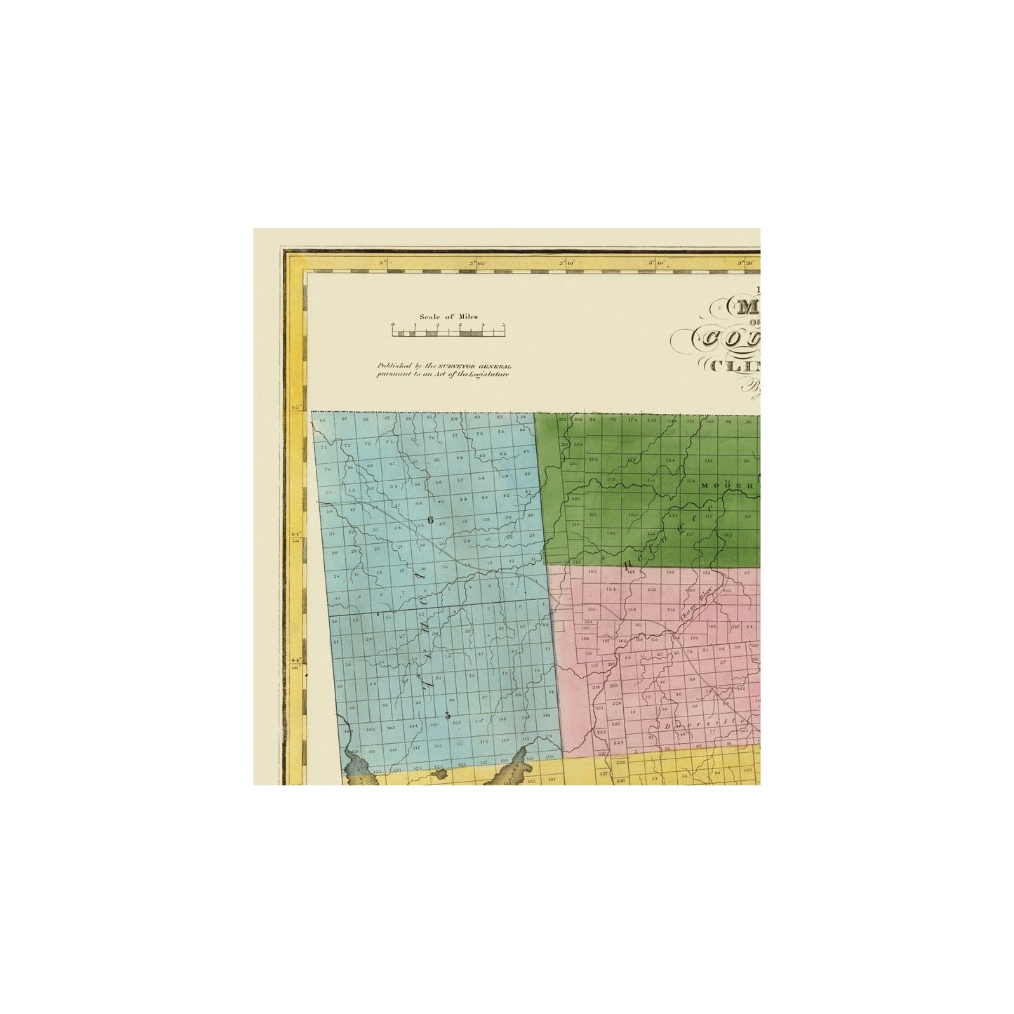 Historic County Map - Clinton County New York - Burr 1829 - 23 x 25.31 - Vintage Wall Art