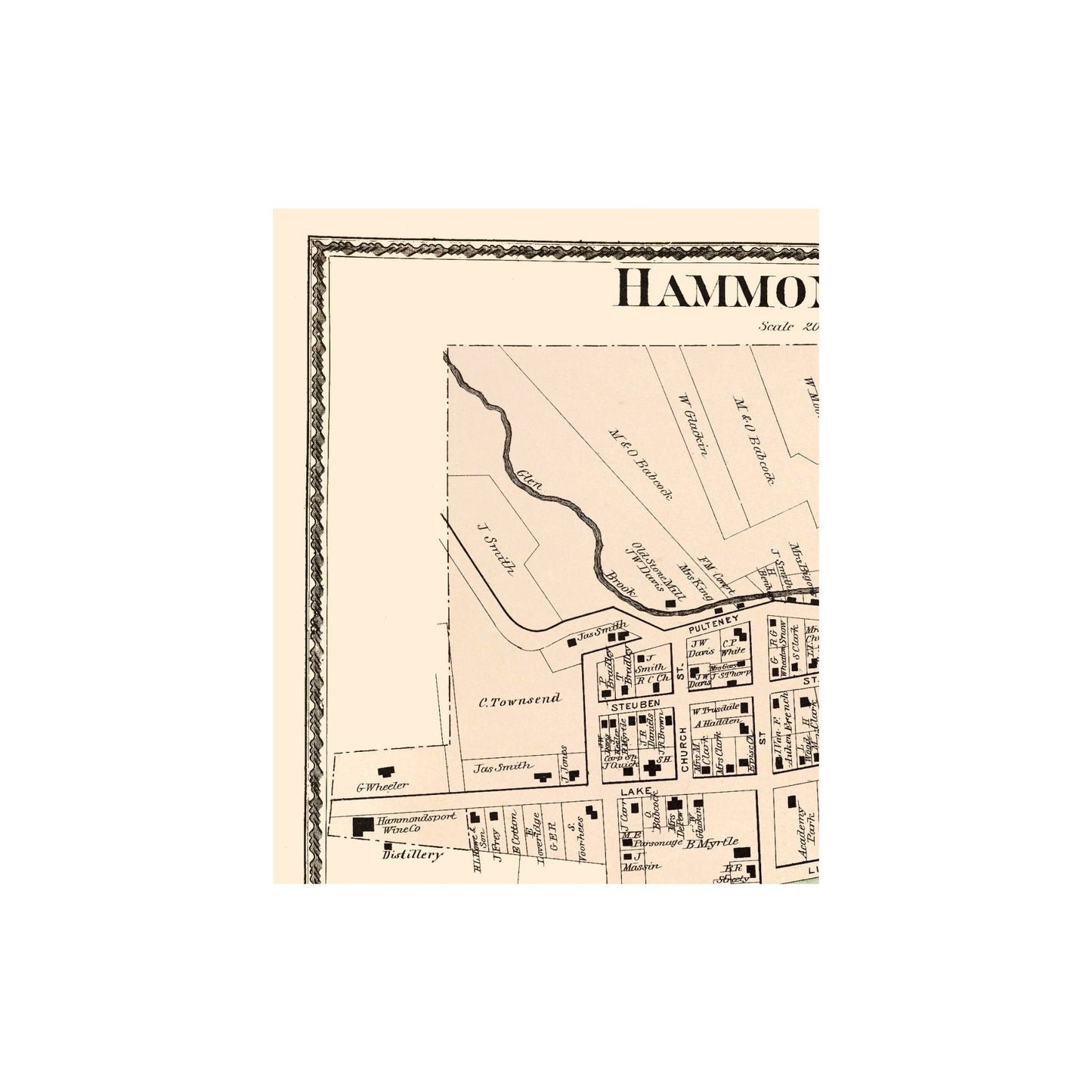 Historic City Map - Hammondsport New York - Beers 1873 - 23 x 28.45 - Vintage Wall Art