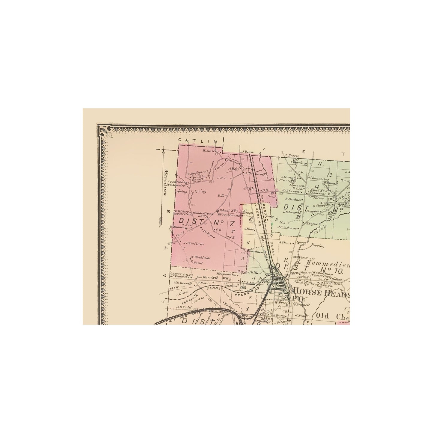 Historic City Map - Horse Heads New York - Beers 1869 - 23 x 28.40 - Vintage Wall Art