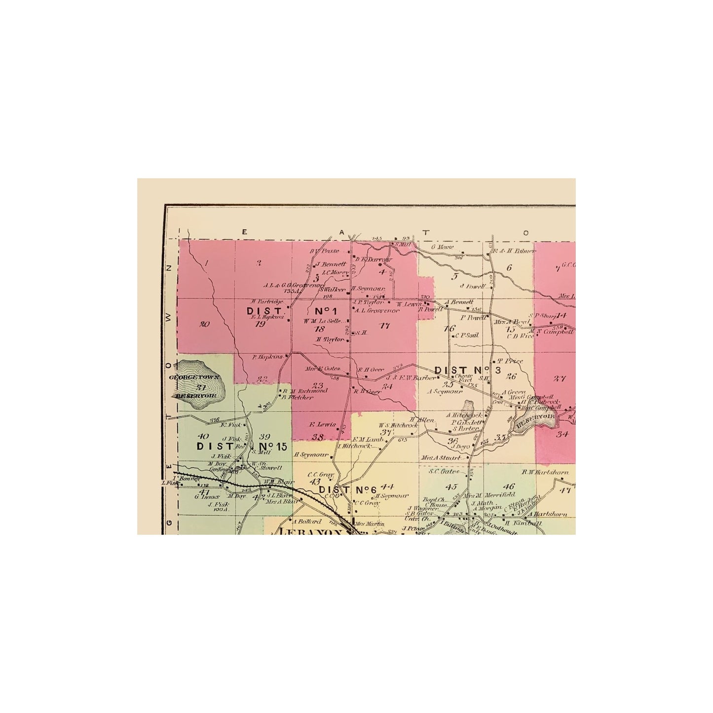 Historic City Map - Lebanon New York - Whitman 1875 - 23 x 28.30 - Vintage Wall Art