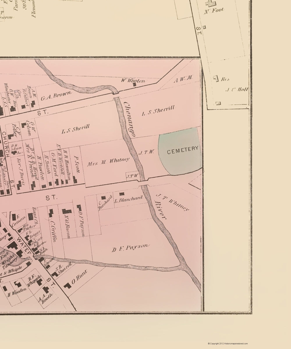 Historic City Map - Morrisville New York - Whitman 1875 - 23 x 27.59 - Vintage Wall Art