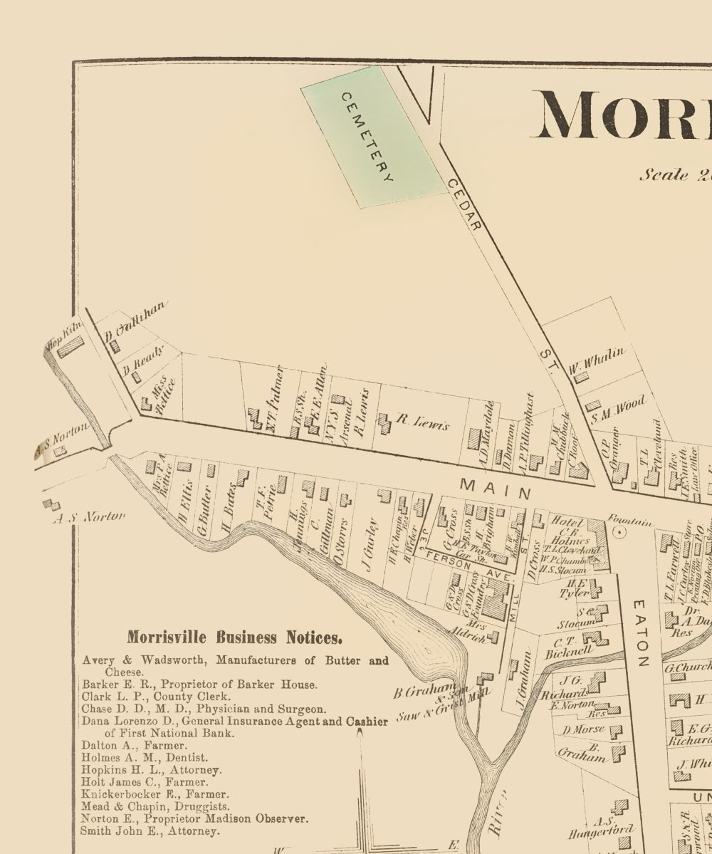 Historic City Map - Morrisville New York - Whitman 1875 - 23 x 27.59 - Vintage Wall Art