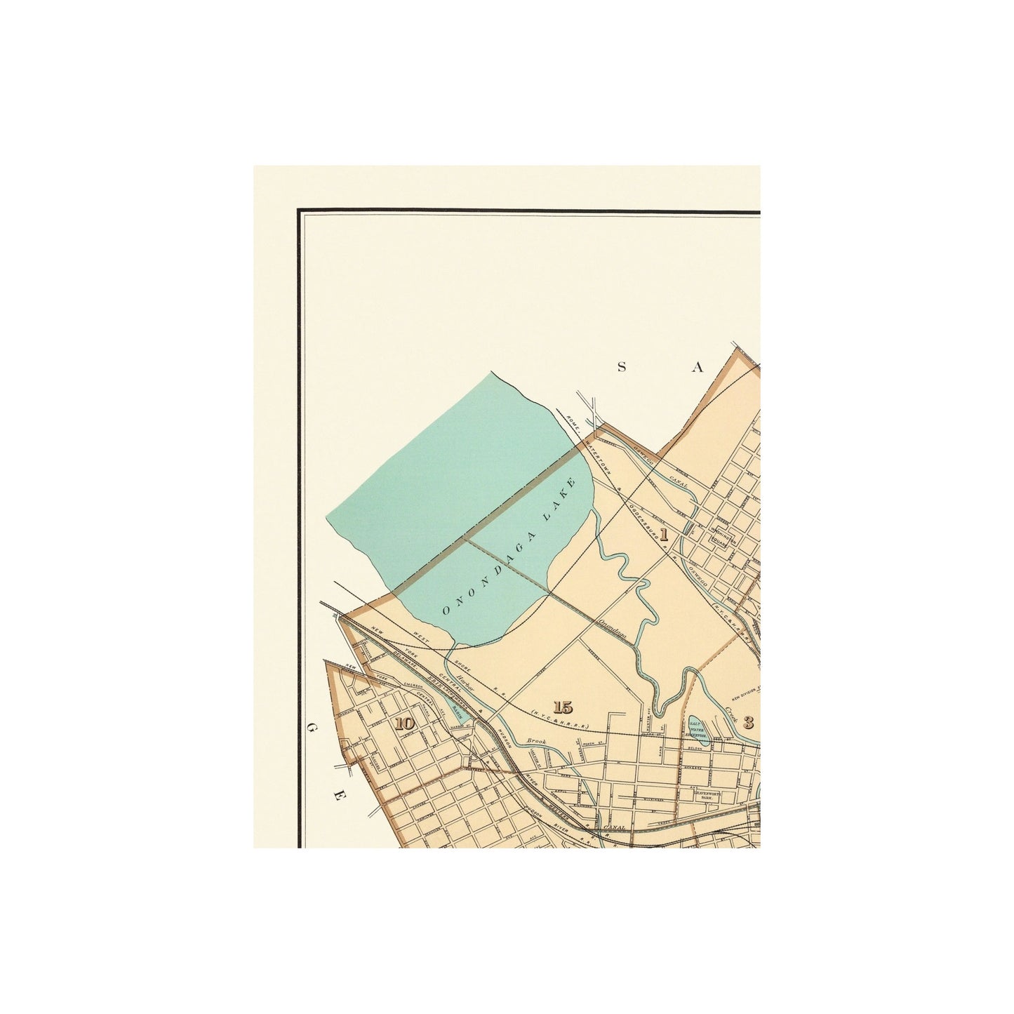 Historic City Map - Syracuse New York - Bien 1895 - 23 x 31 - Vintage Wall Art