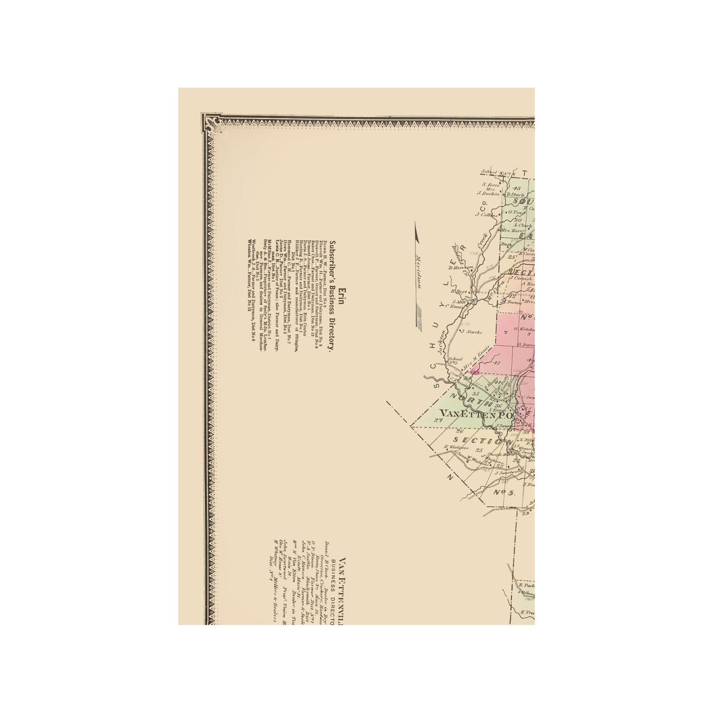 Historic City Map - Van Etten New York - Beers 1869 - 23 x 34.67 - Vintage Wall Art