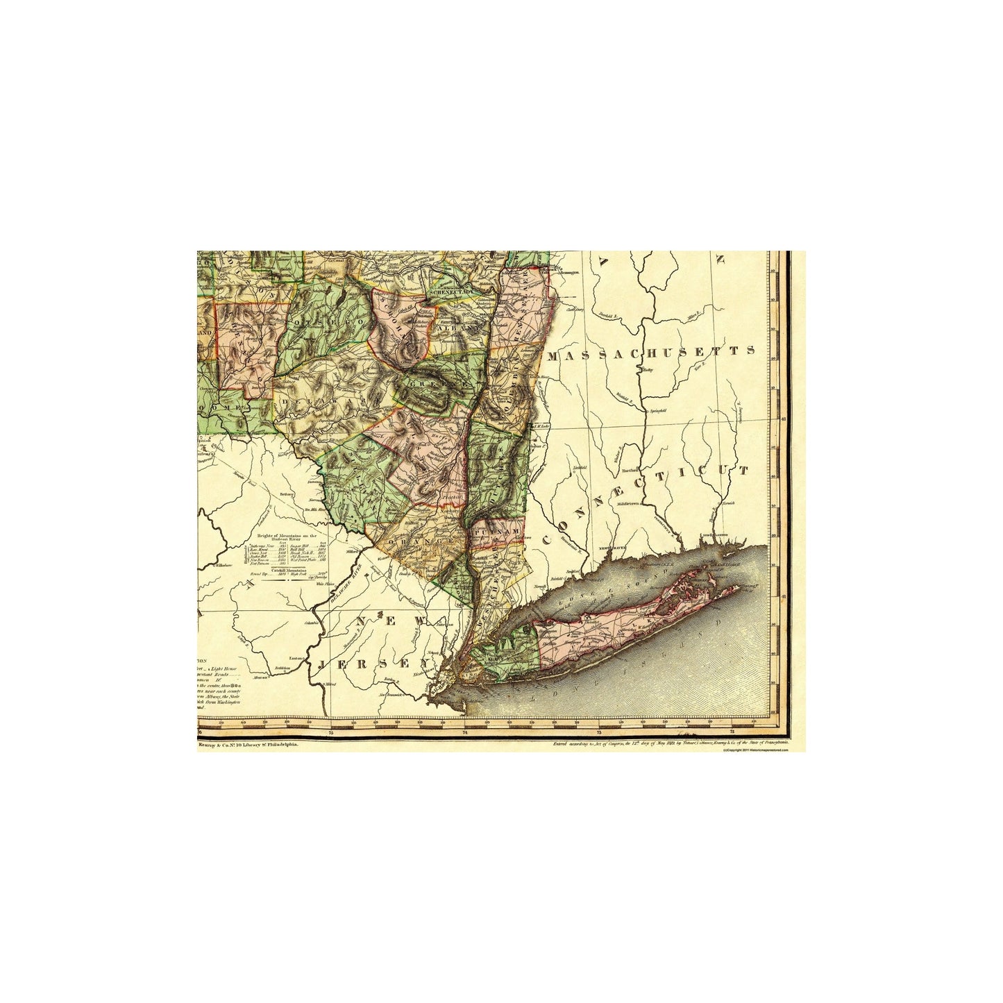 Historic State Map - New York - Tanner 1819 - Vintage Wall Art