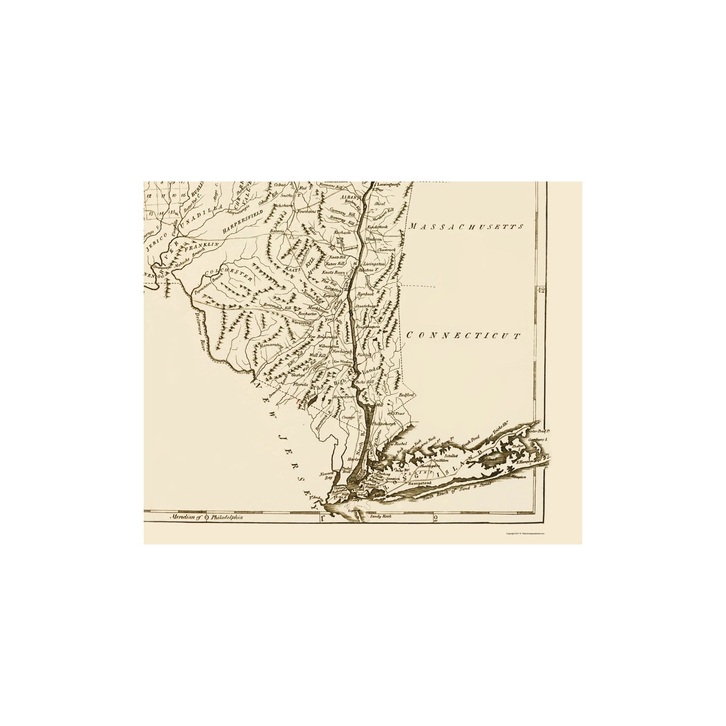 Historic State Map - New York - Moft 1796 - Vintage Wall Art