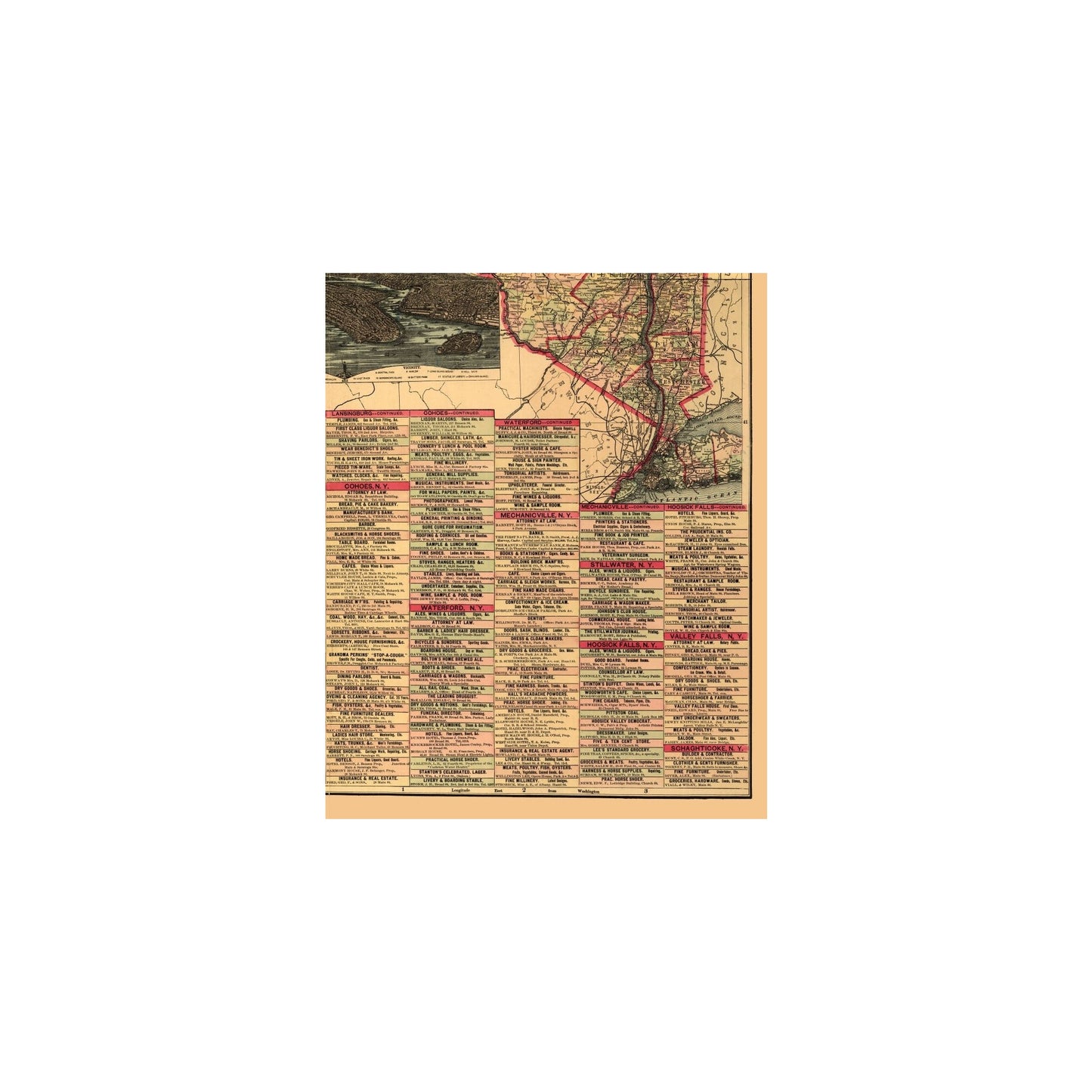 Historic State Map - New York - 1898 - Vintage Wall Art