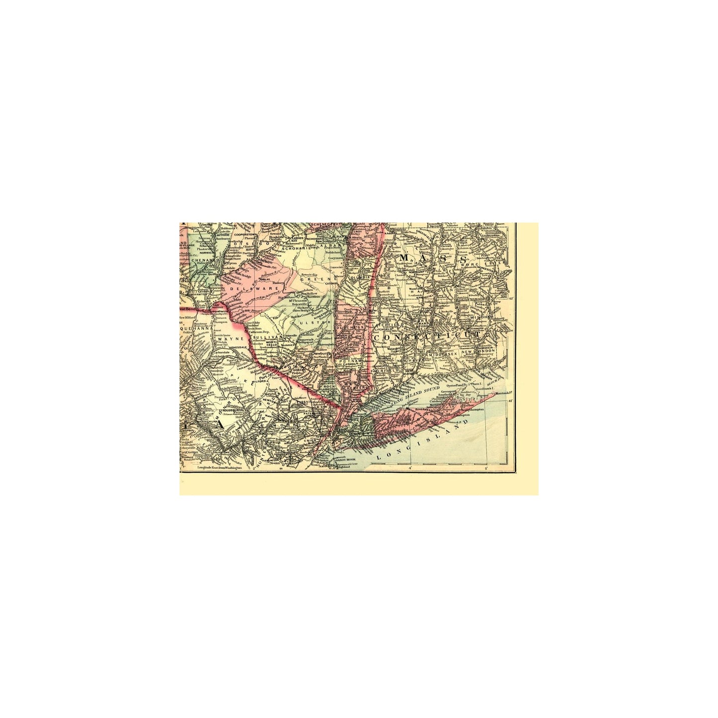 Historic State Map - New York - Asher 1871 - Vintage Wall Art