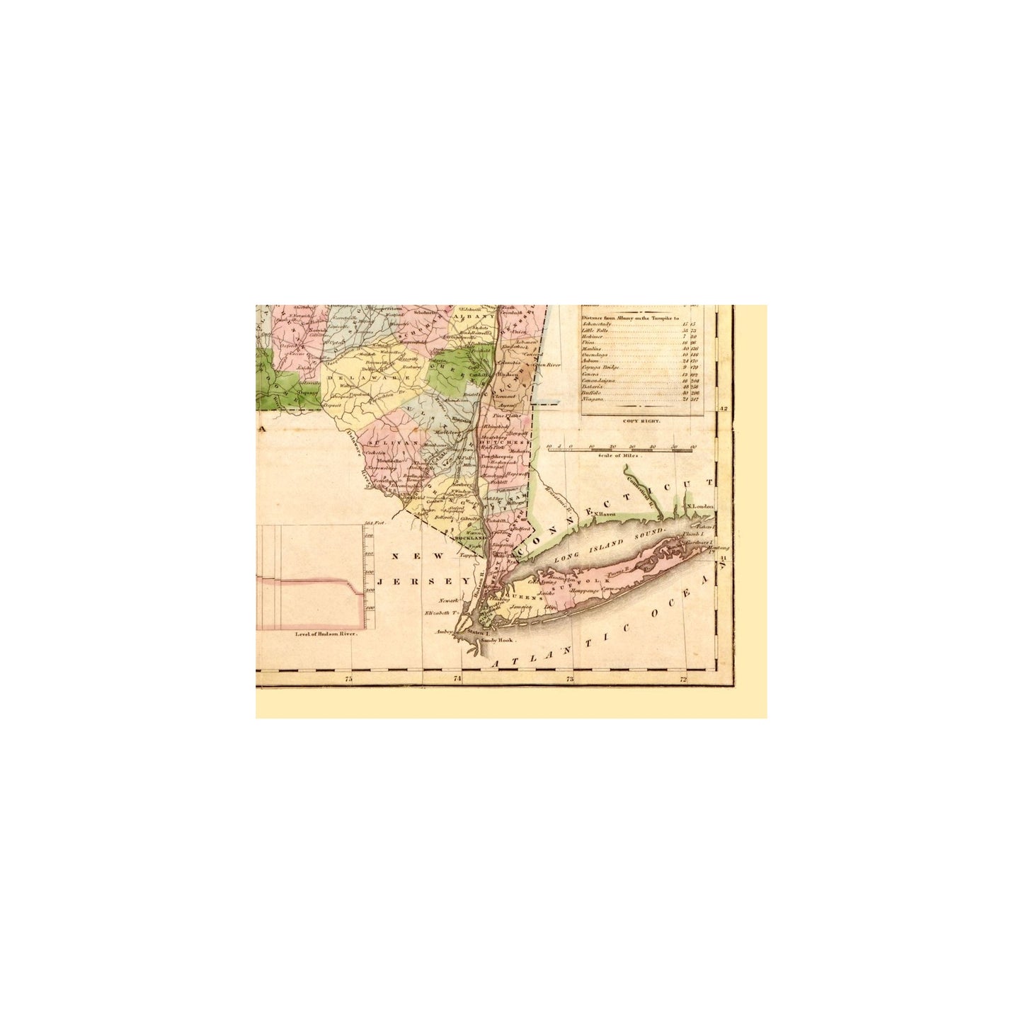 Historic State Map - New York - Andrus 1833 - Vintage Wall Art
