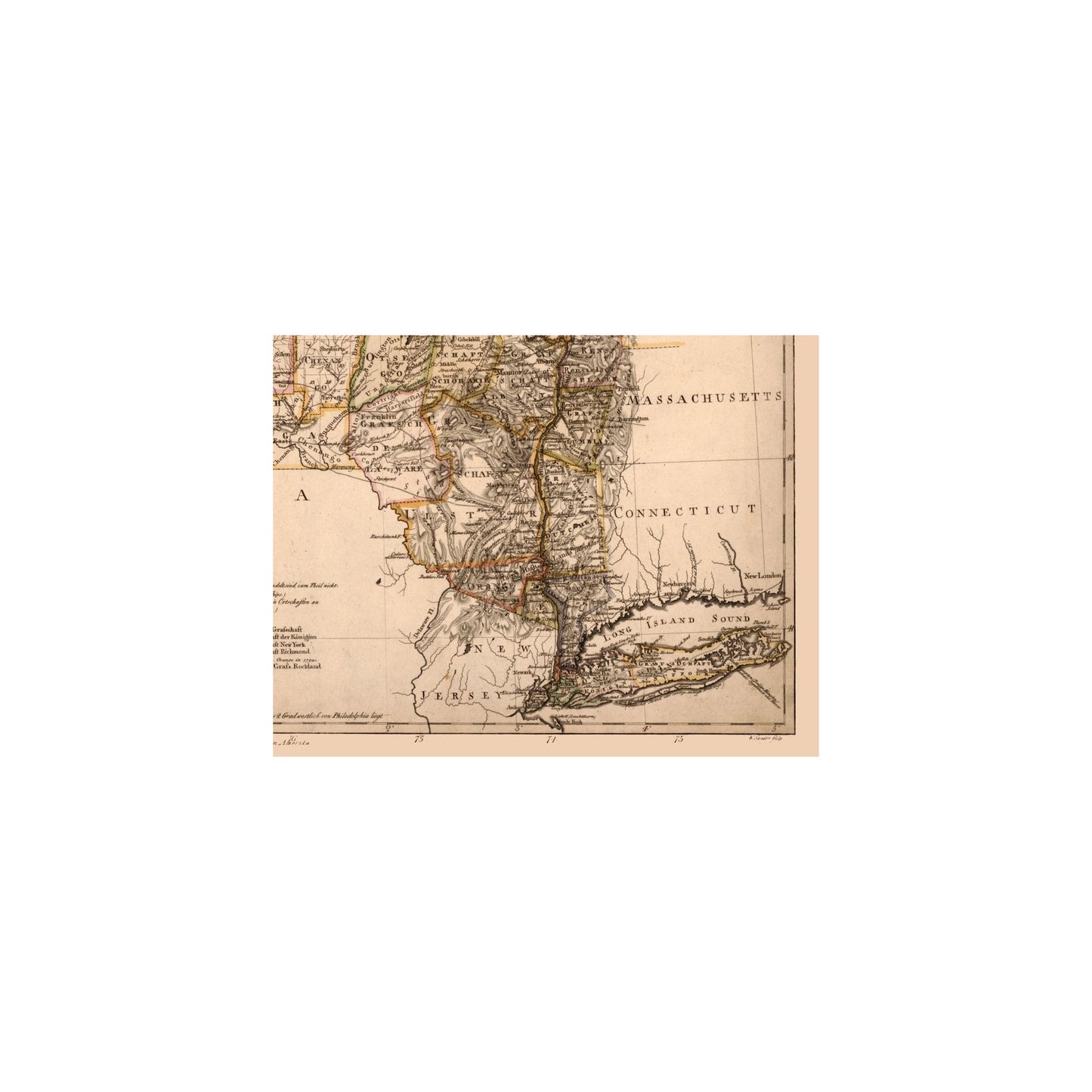 Historic State Map - New York - Bohn 1799 - Vintage Wall Art