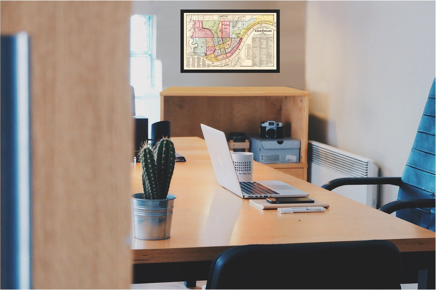 Historic City Map - Cincinnati Ohio Outline - Titus 1869 - 37.63 x 23 - Vintage Wall Art