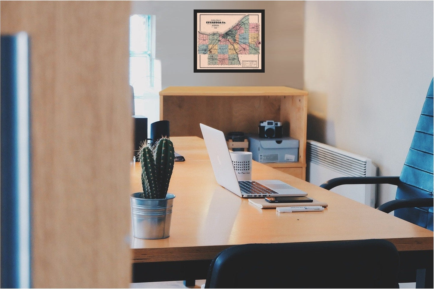 Historic County Map - Cuyahoga County Ohio Outline - 1876 - 26.25 x 23 - Vintage Wall Art