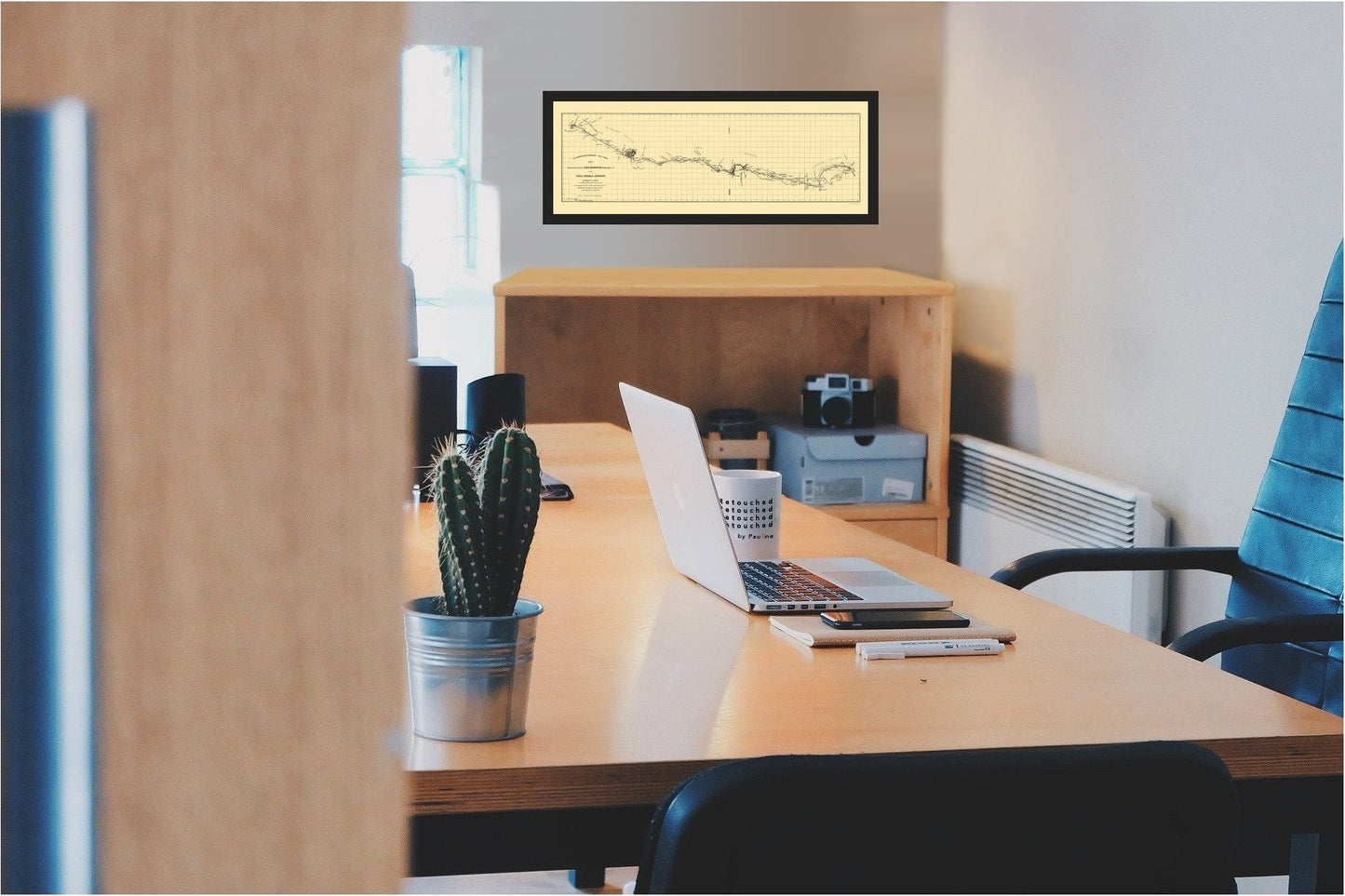 Railroad Map - Hillsborough and Cincinnati Railroad - Jacobil 1852 - 23 x 63 - Vintage Wall Art