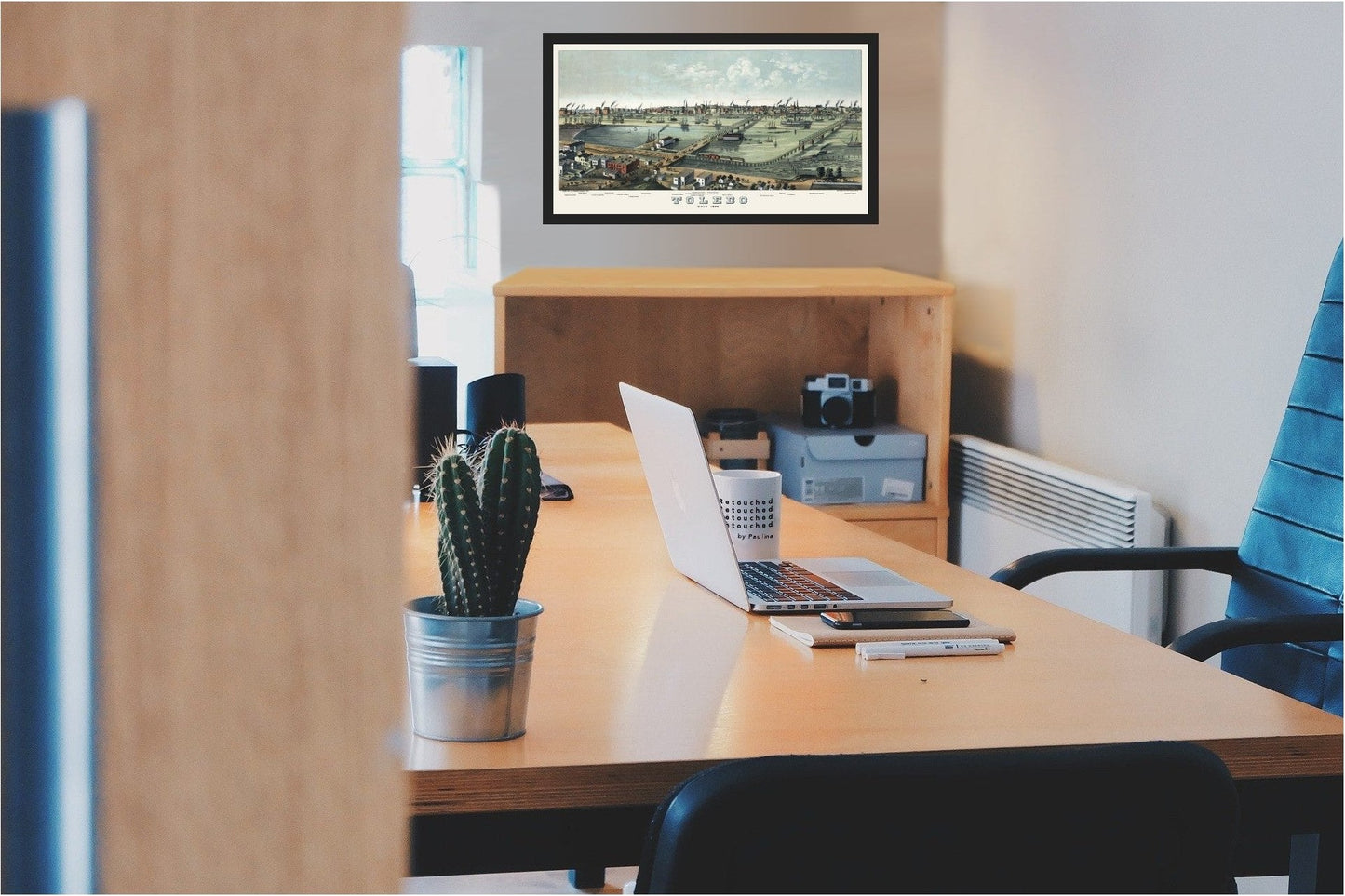 Historic Panoramic View - Toledo Ohio - Stoner 1876 - 42.56 x 23 - Vintage Wall Art