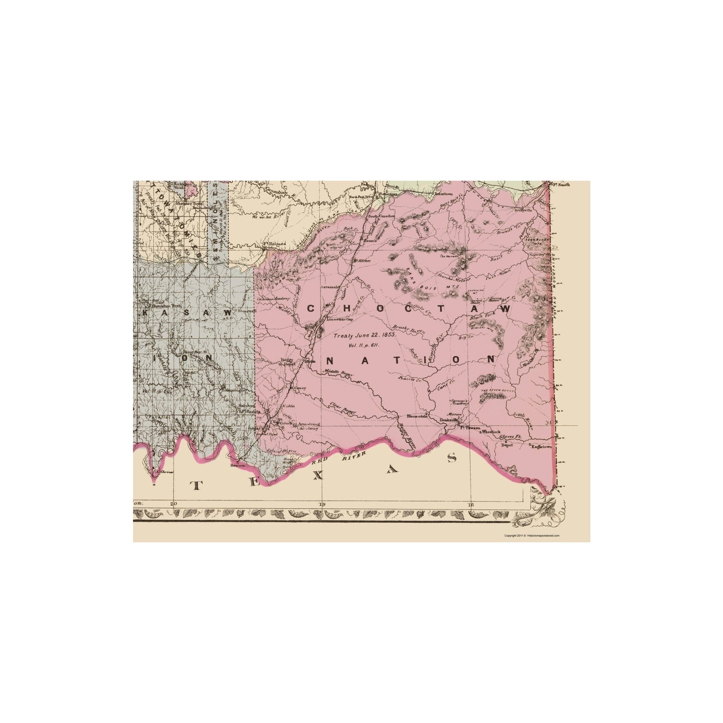Historic State Map - Oklahoma Indian Territory - Gary 1873 - Vintage Wall Art
