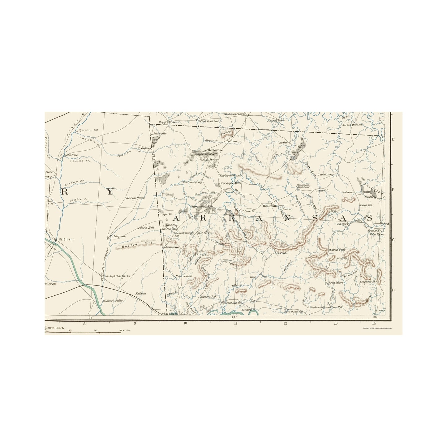 Historic State Map - Oklahoma Indian Territory - Bien 1891 - Vintage Wall Art
